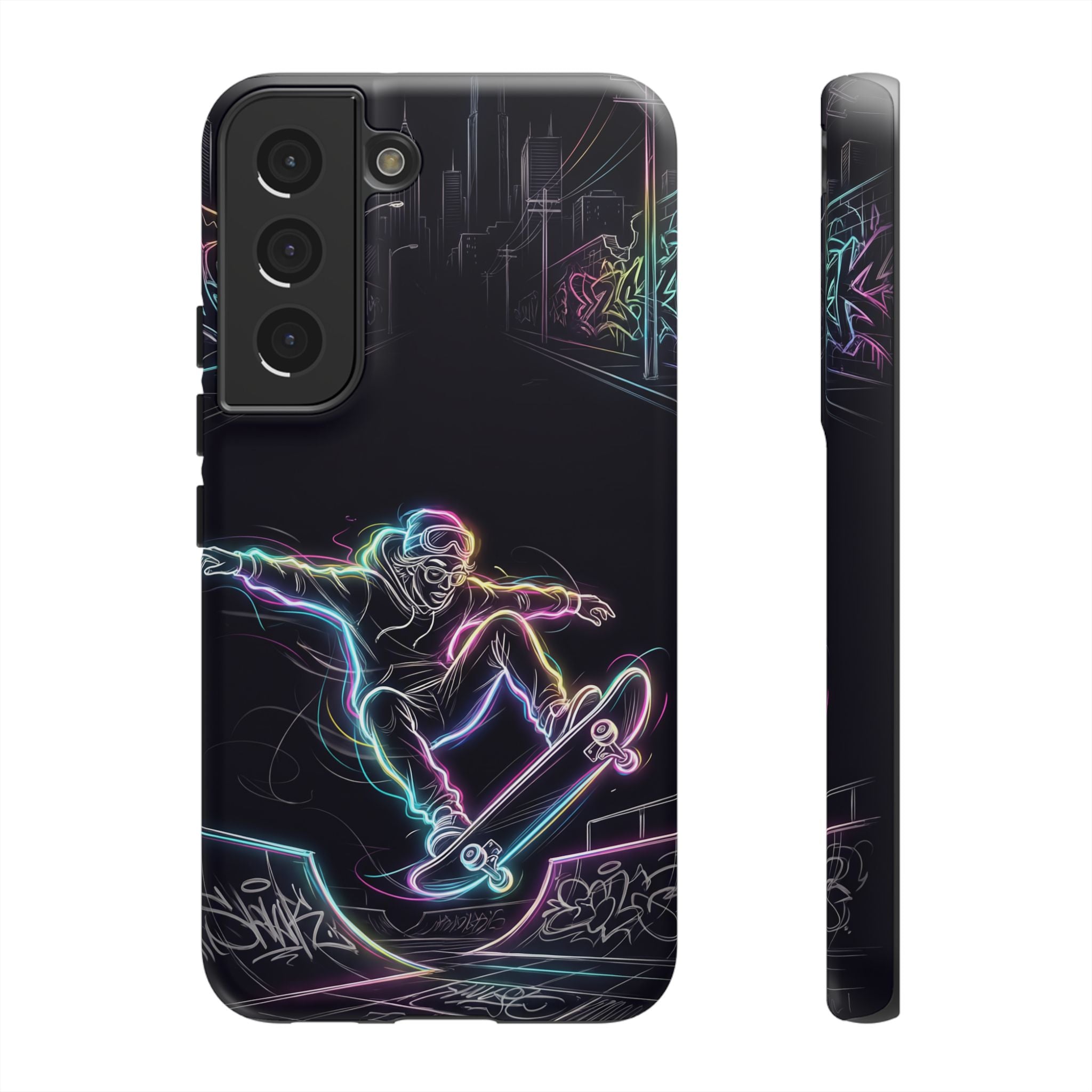 Neon Skateboard Samsung Galaxy Phone Case | Glow Skatepark Protective Cover