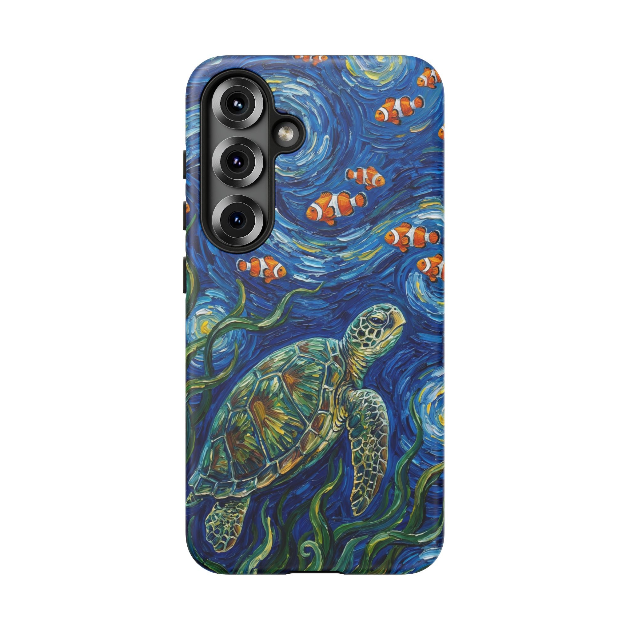 Sea Turtle & Clownfish Tough Samsung Galaxy Case | Van Gogh Style Ocean Art