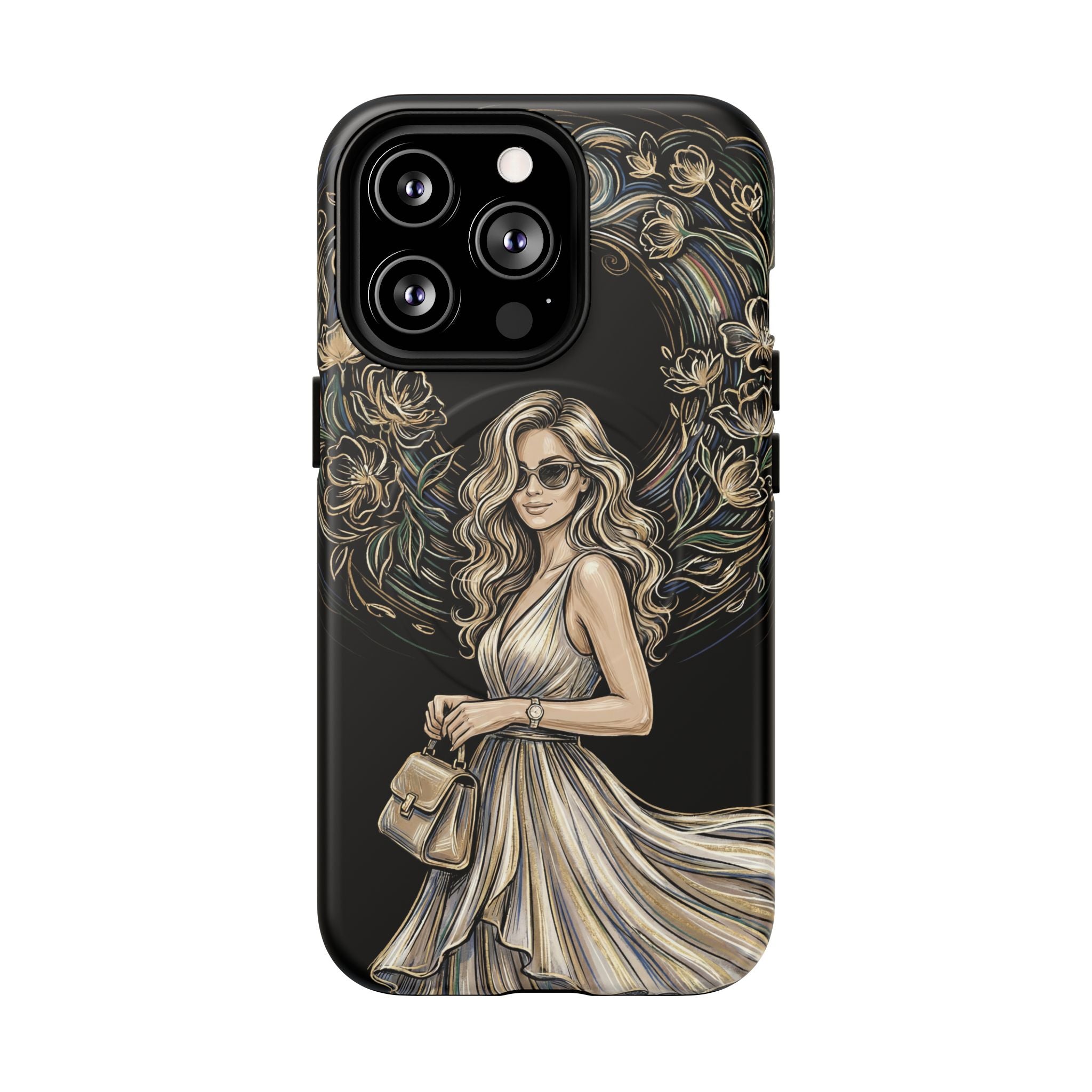 Stylish Woman Floral Wreath Tough MagSafe iPhone Case