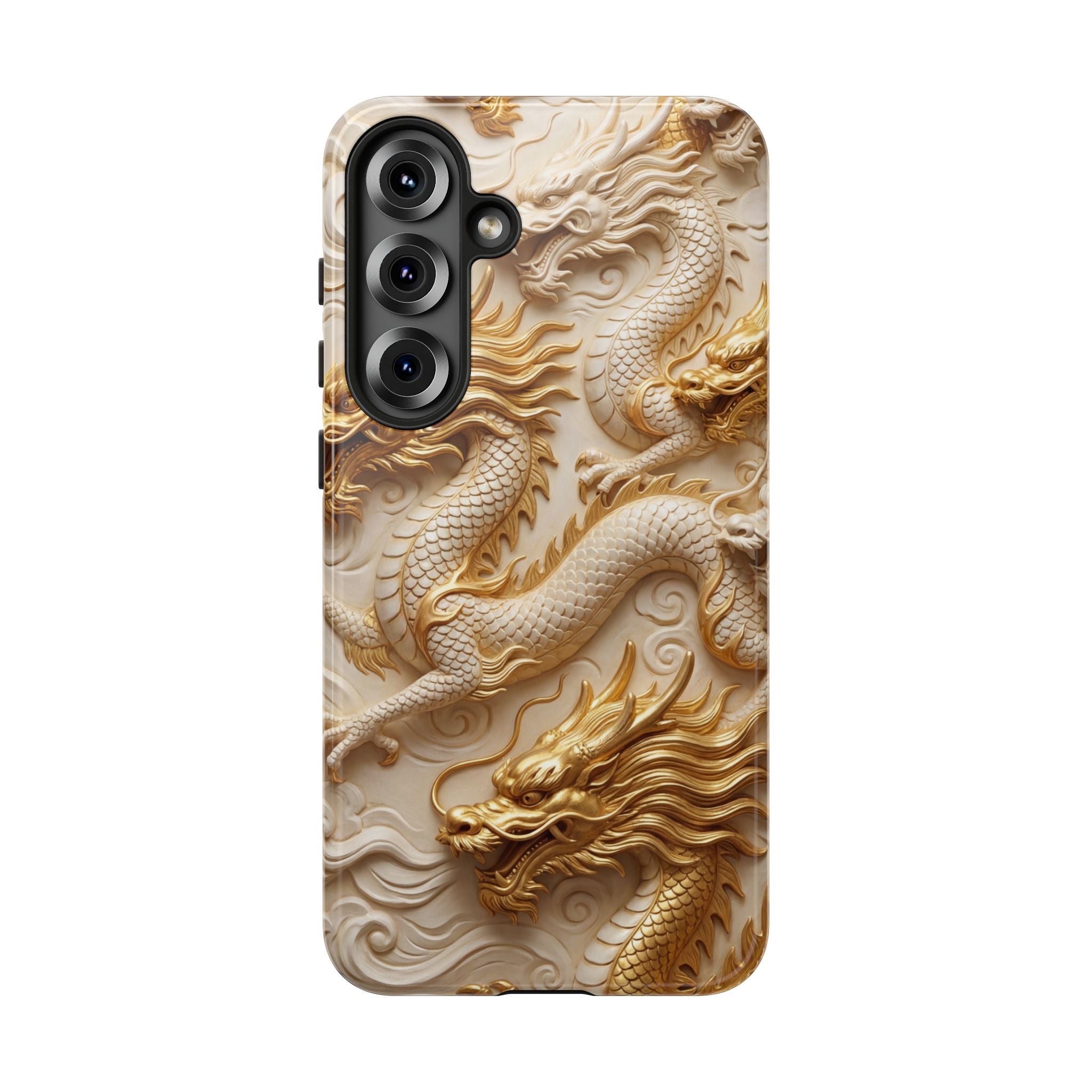 Dragon Relief Samsung Galaxy Case — Gold Carved Dragon Protective Cover