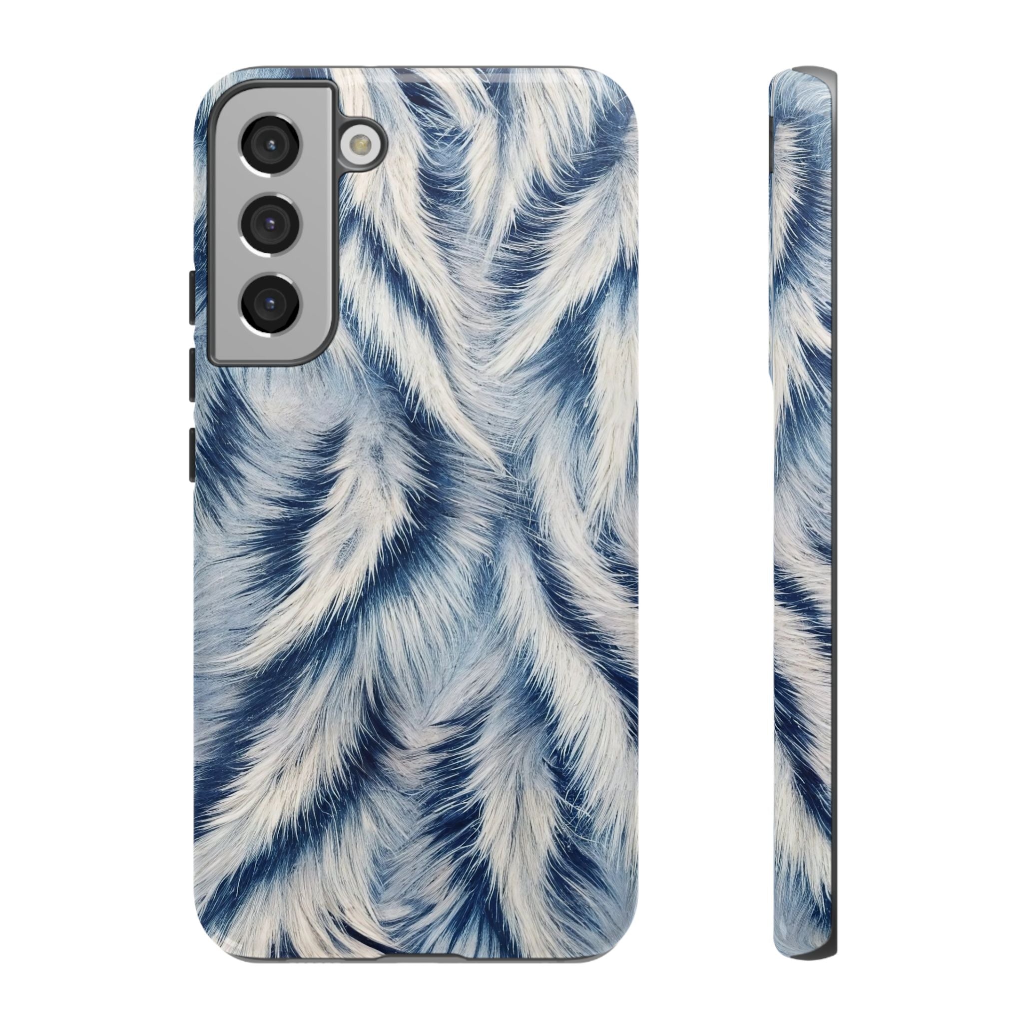 Blue Faux Fur Texture Protective Tough Samsung Galaxy Case