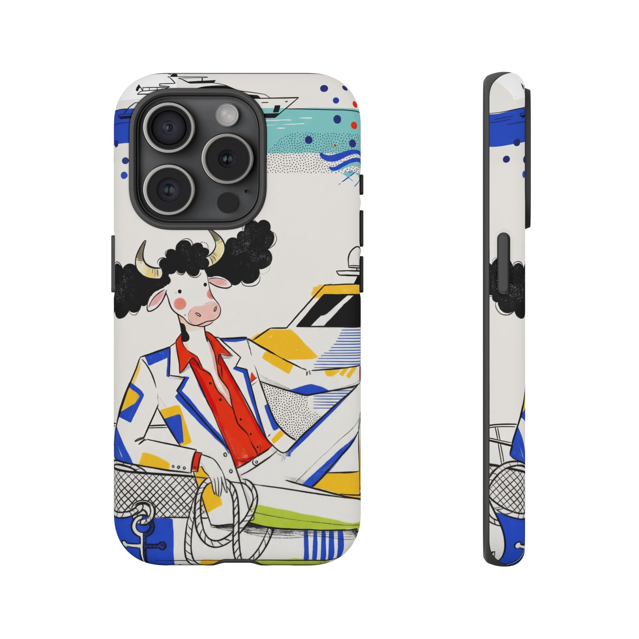 Nautical Cow Graphic Protective iPhone Case