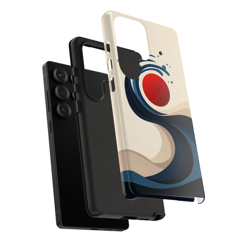 Abstract Wave Samsung Galaxy Case | Red Sun Ocean Art