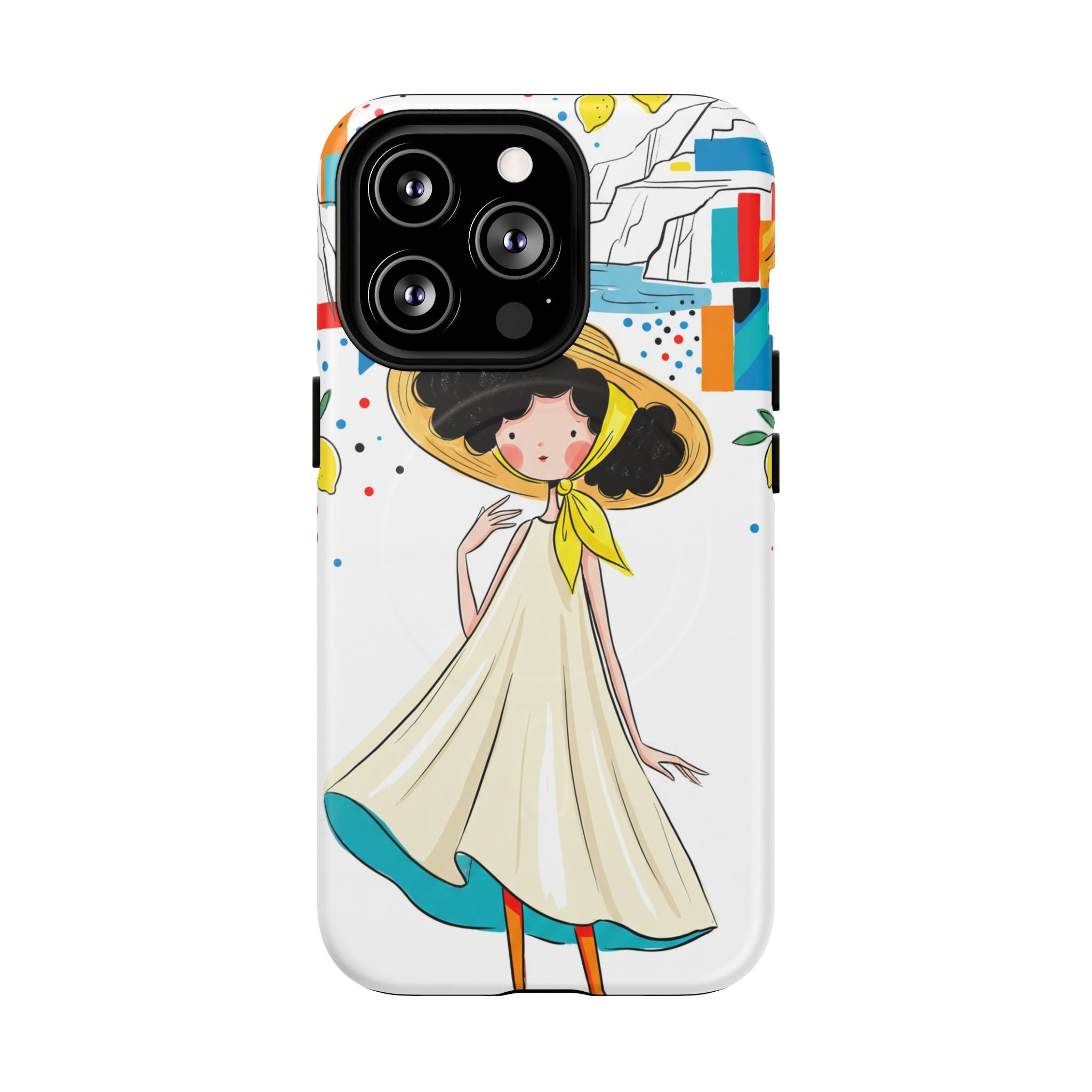 Cute Summer Girl MagSafe iPhone Case | Whimsical Coastal Illustration Protective Case