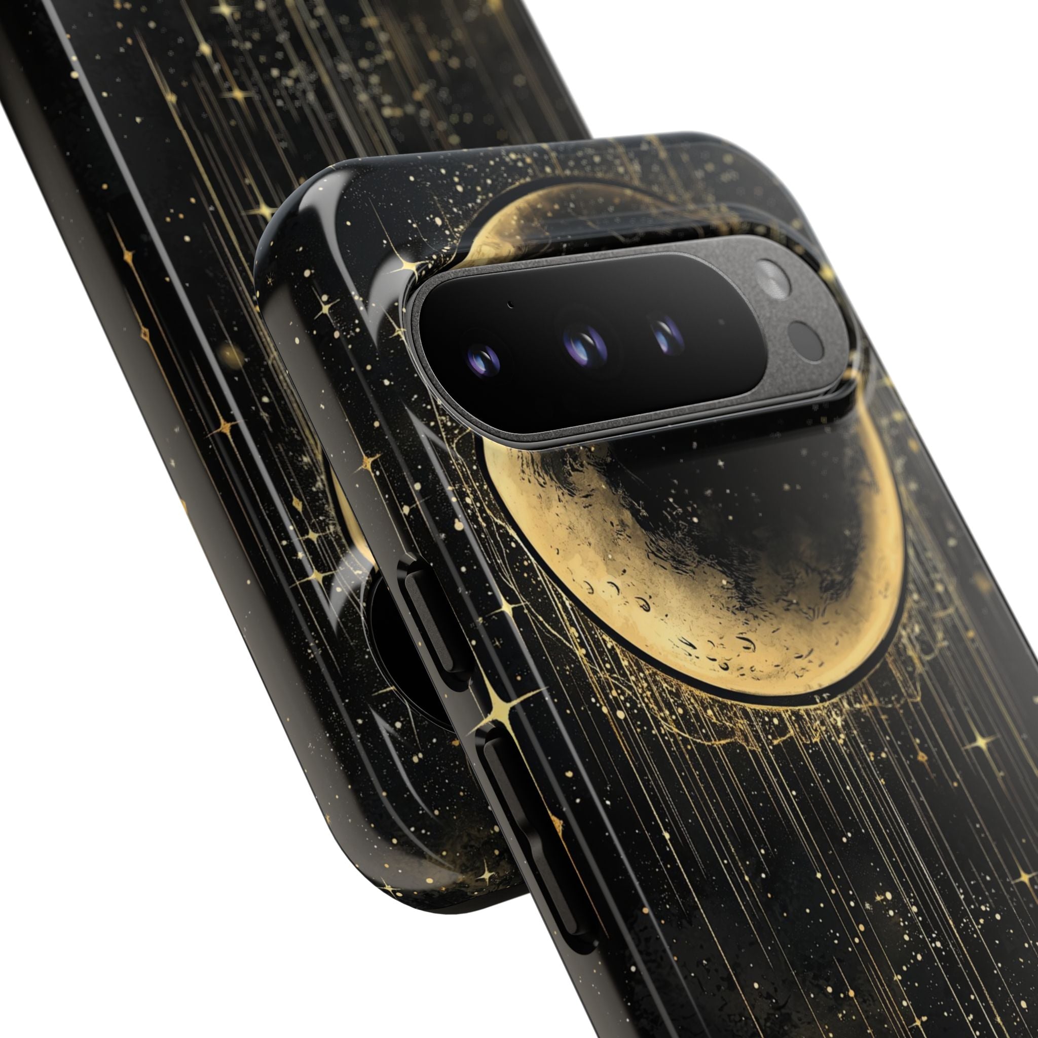 Moonlit Crescent Tough Google Pixel Case | Gold Stars Night Sky