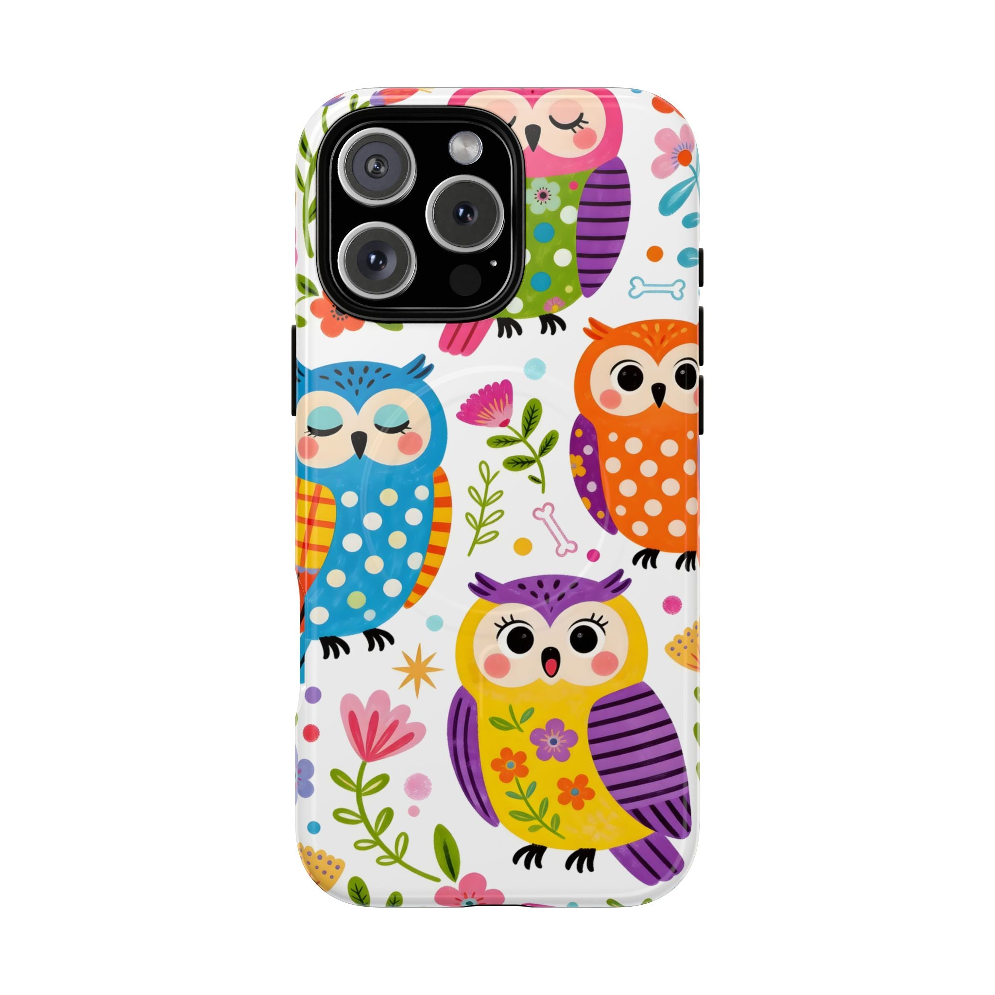 Cute Colorful Owls MagSafe iPhone Case | Cute Owl Pattern Tough Case