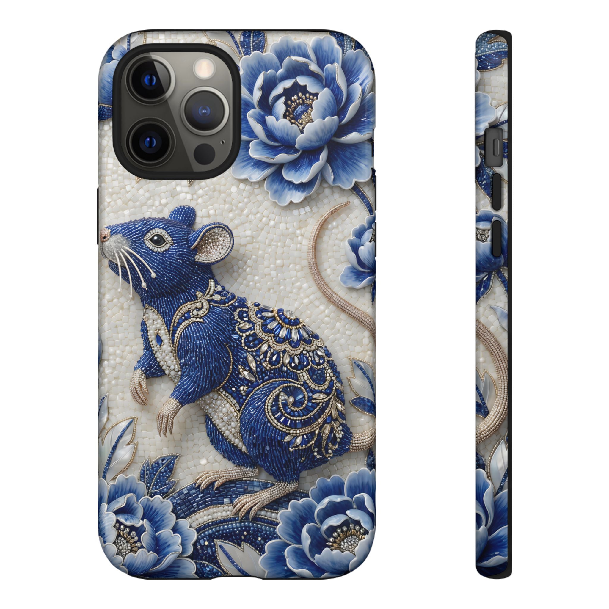 Asian Zodiac Rat iPhone Case | Blue & White Porcelain Art Slim Protective iPhone Case | Year of the Rat Gift
