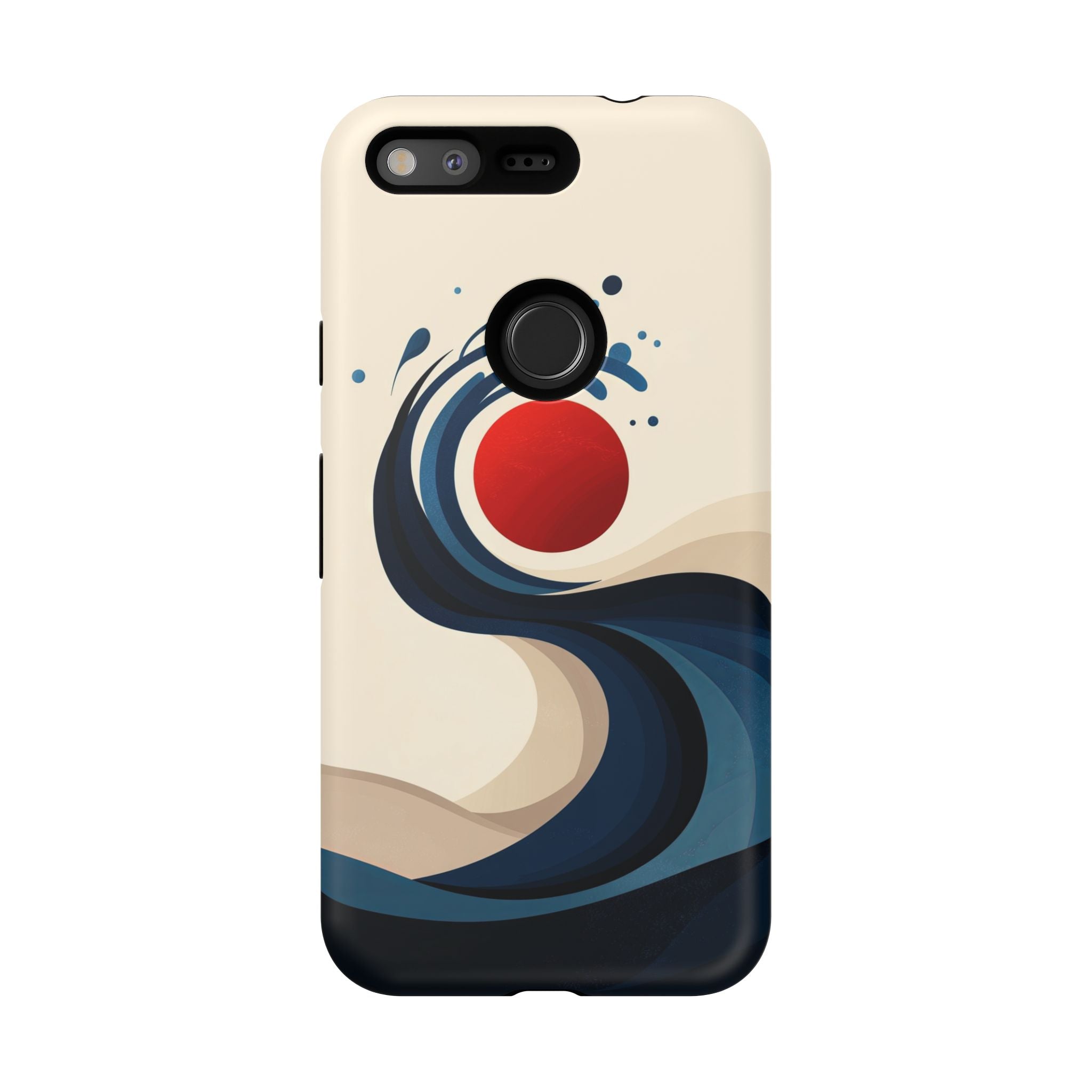 Abstract Wave Google Pixel Case | Red Sun Ocean Art