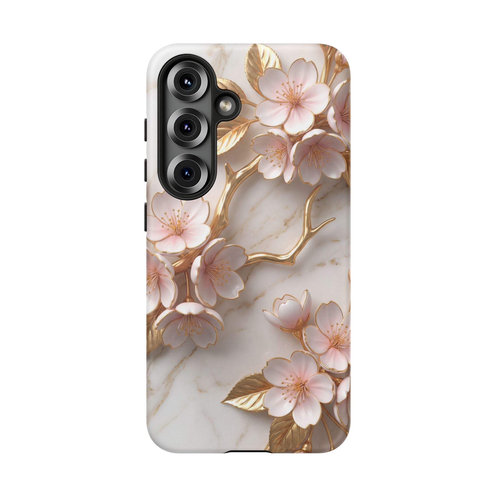 Floral Marble Samsung Galaxy Case — Sakura Gold Cherry Blossom Tough Case