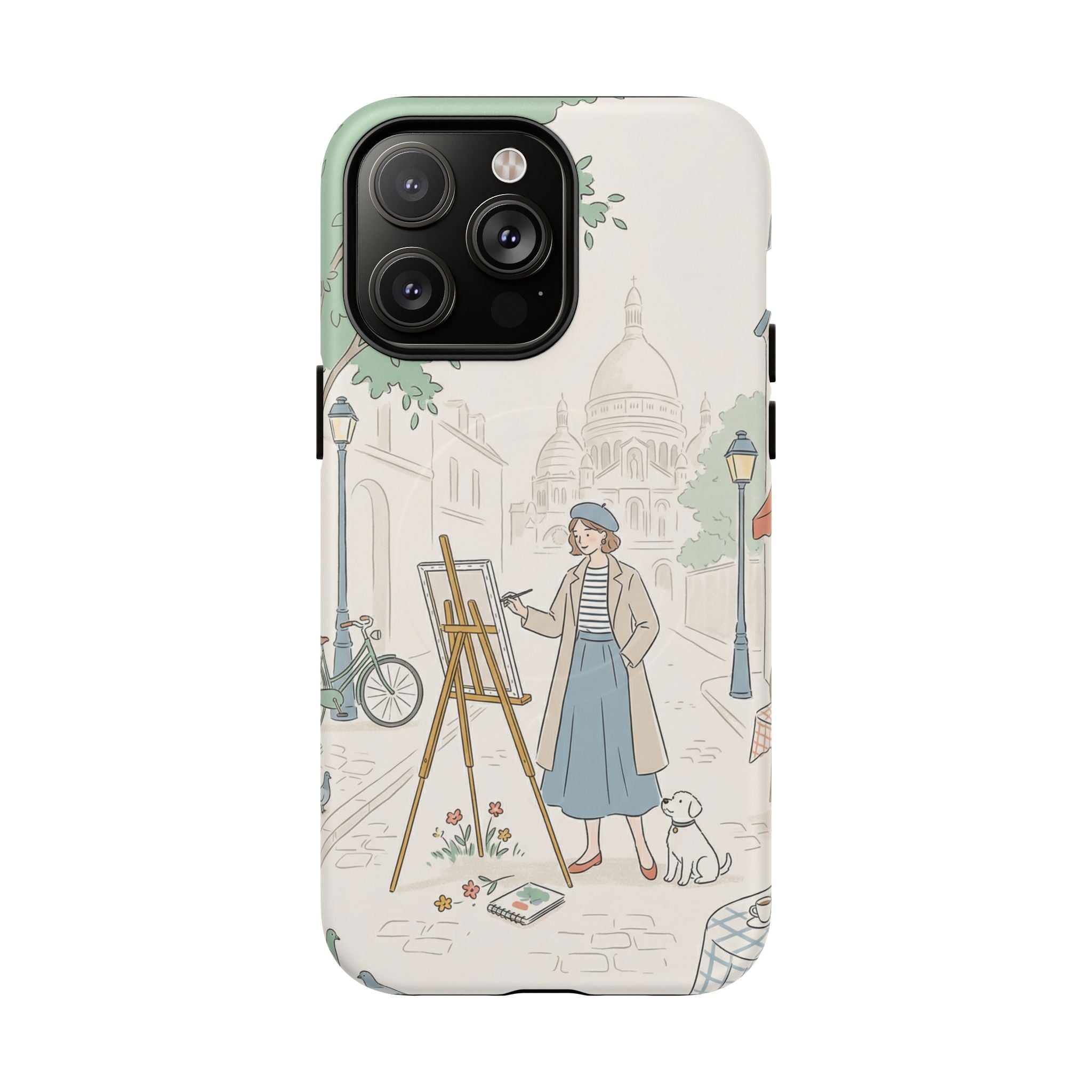 Artist in Paris MagSafe iPhone Case | Vintage Painter Street Scene Protective Cover