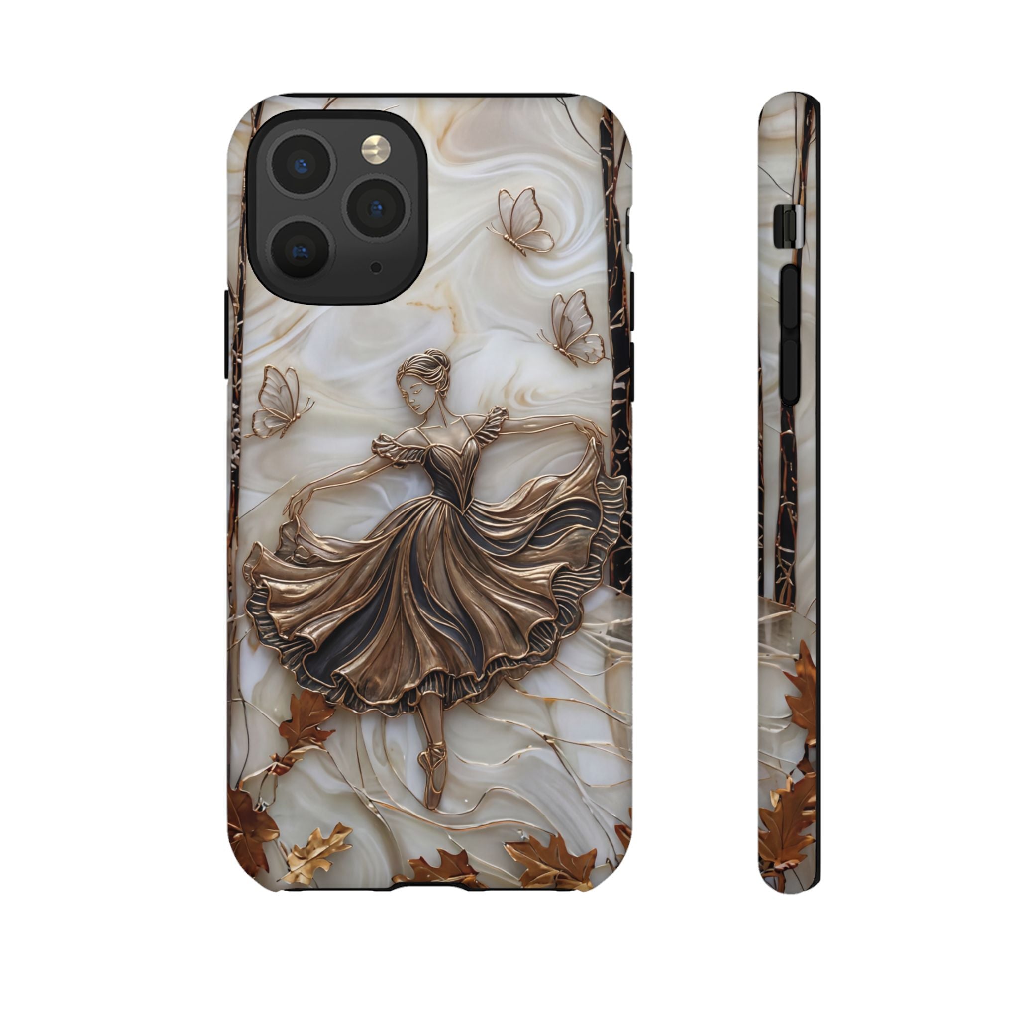 Elegant Bronze Ballerina Dance Design iPhone Case