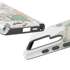 Paris Cafe Illustration Samsung Galaxy Phone Case | Vintage Bicycles & Pigeons Protective Cover