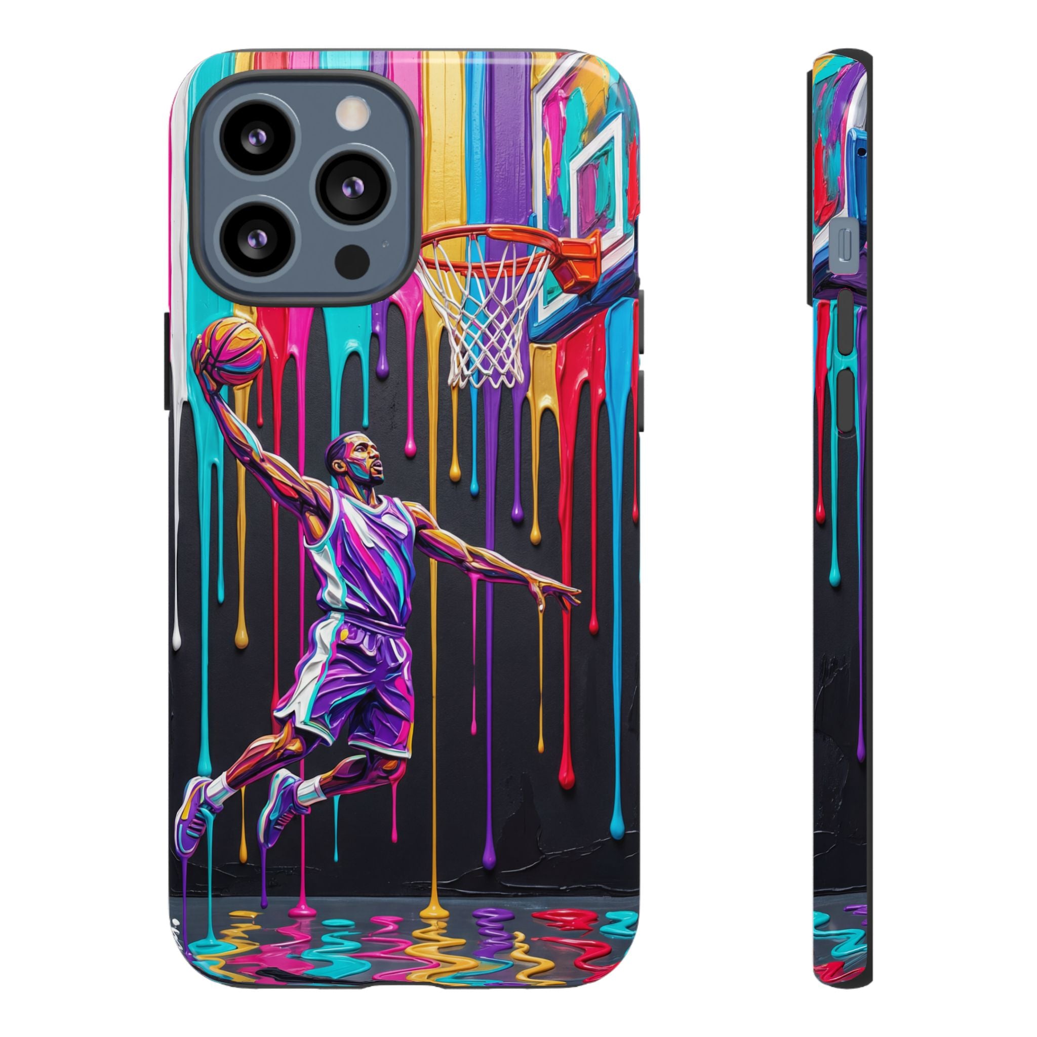 Color Splash Basketball iPhone Case | Vibrant Drip Dunk Design