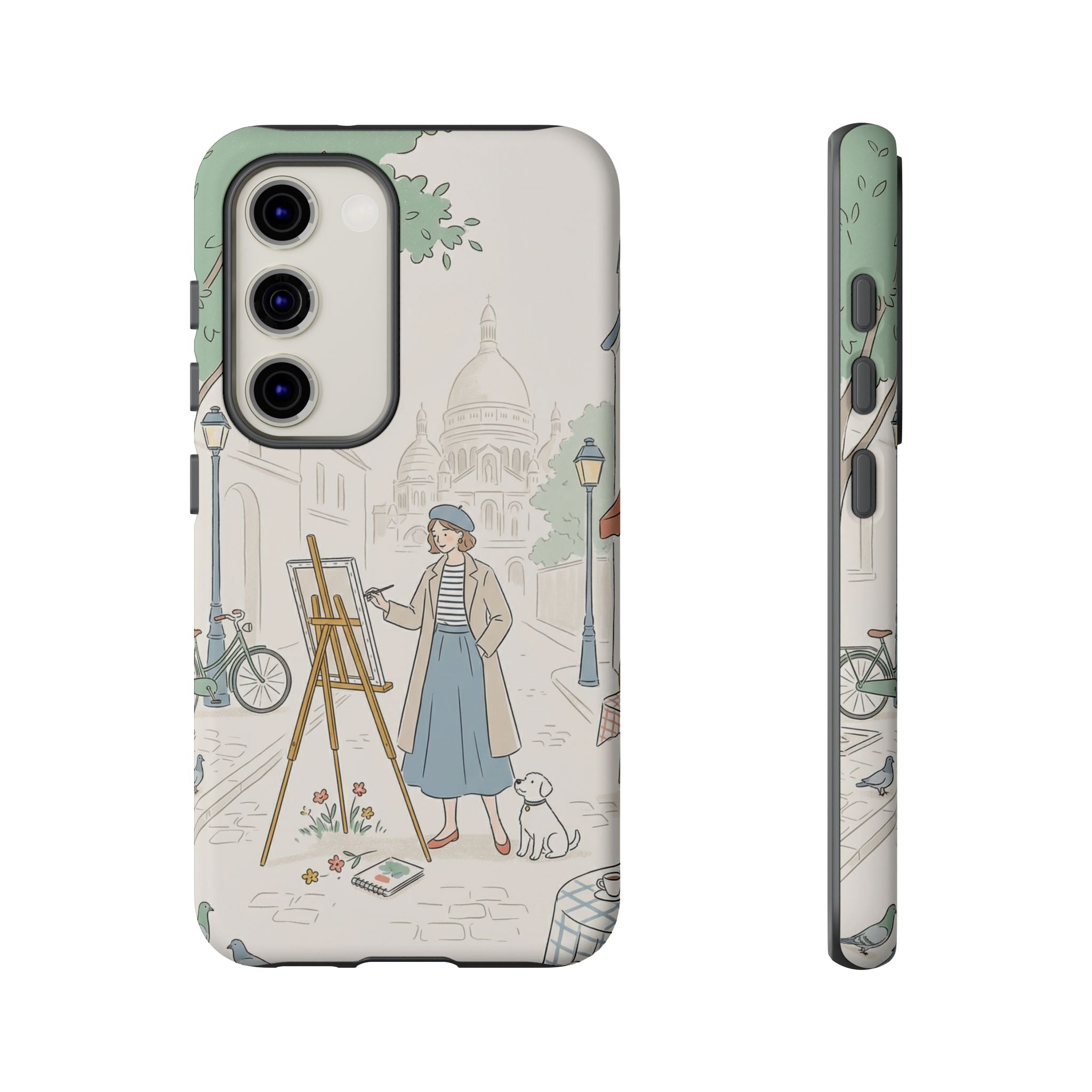 Artist in Paris Samsung Galaxy Phone Case | Vintage Painter Street Scene Protective Cover