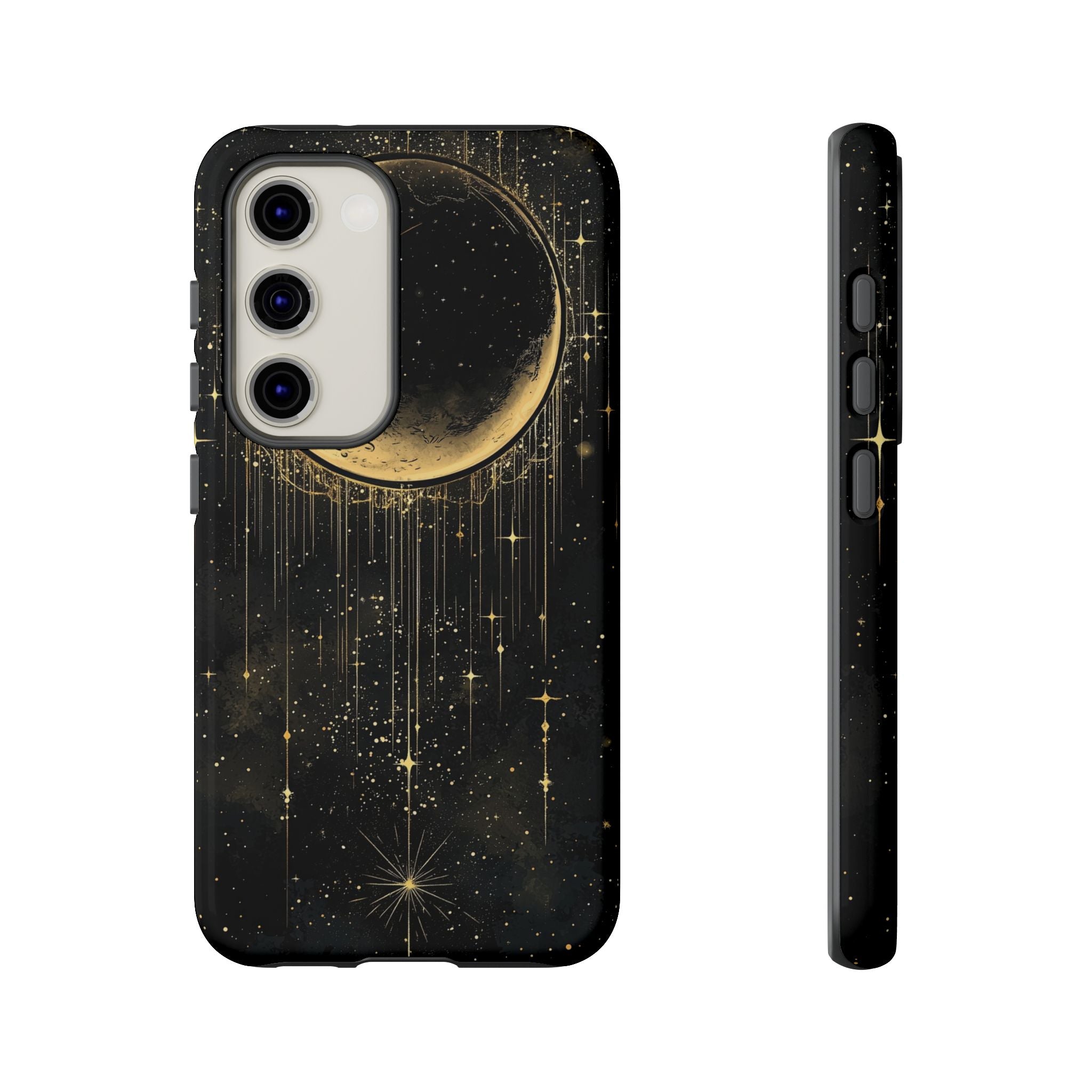Moonlit Crescent Tough Samsung Galaxy Case | Gold Stars Night Sky