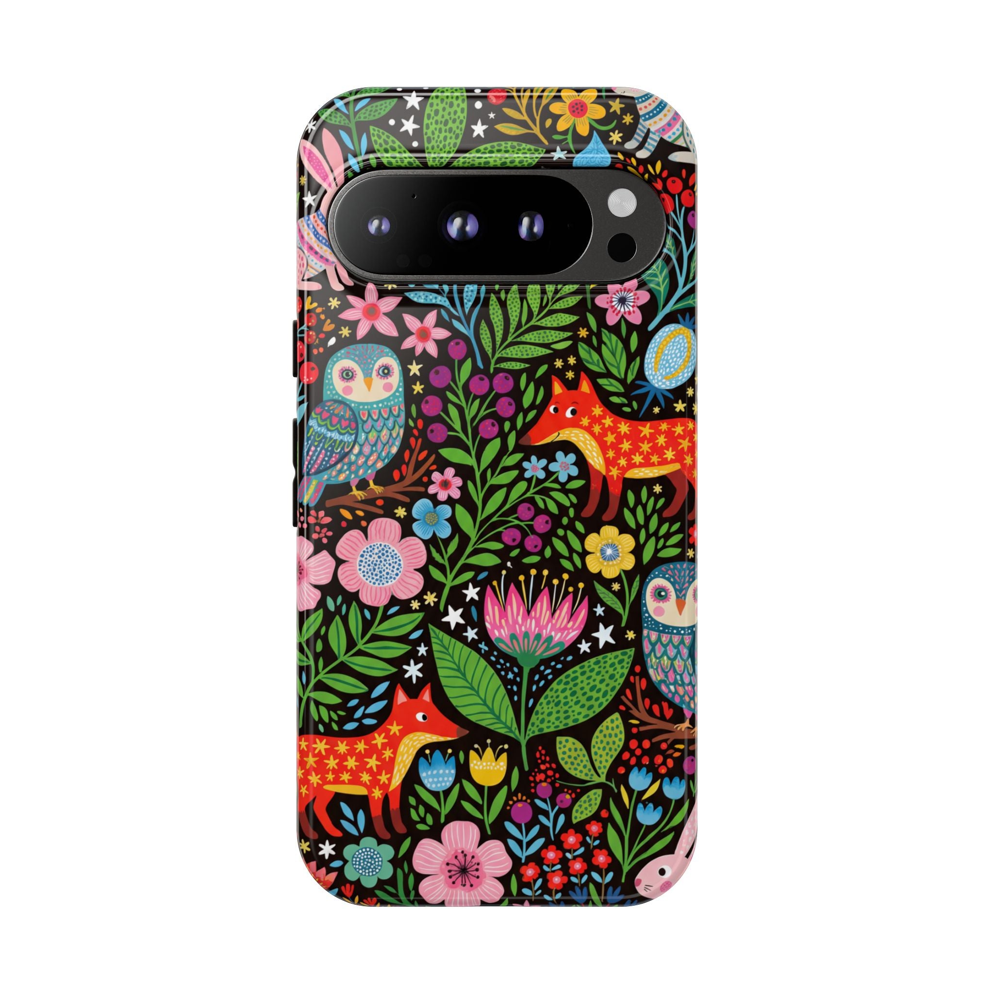 Floral Woodland Google Pixel Phone Case | Colourful Fox & Owl Protective Cover