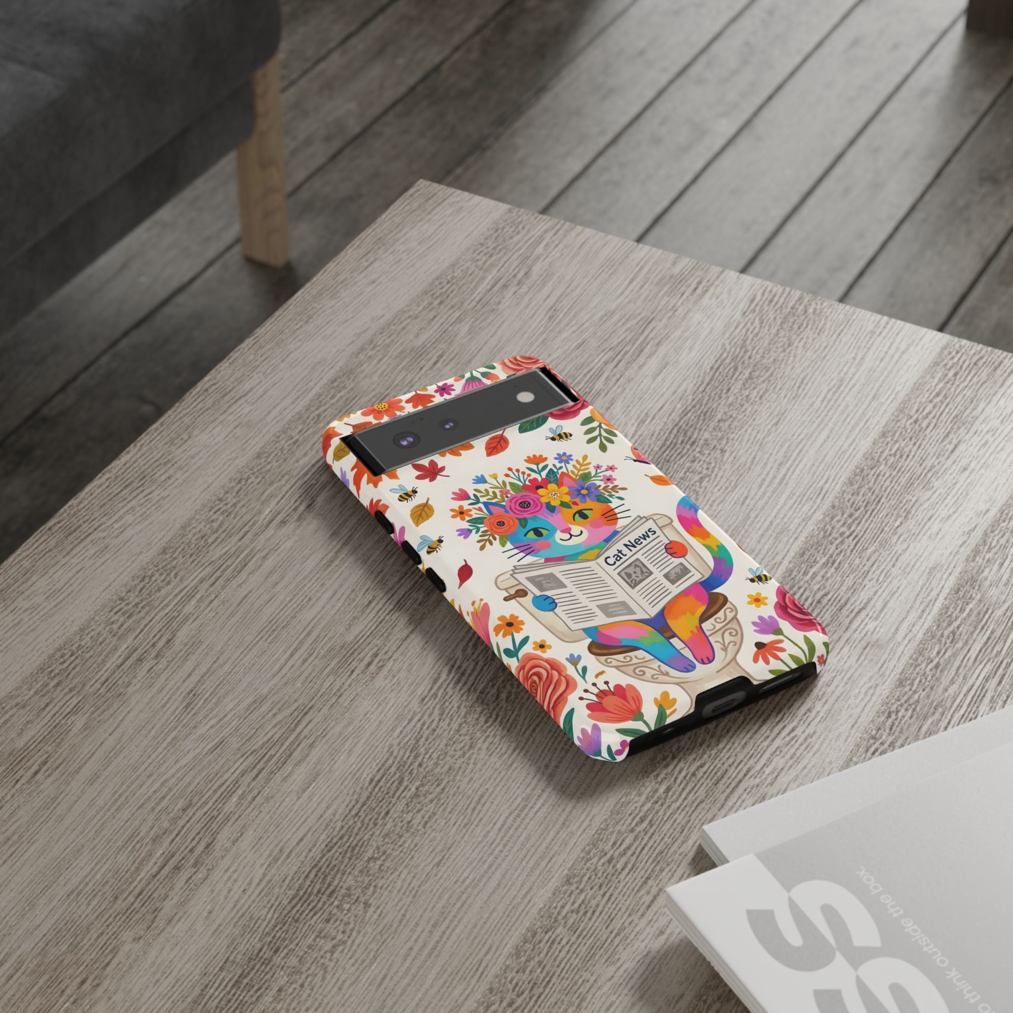 Floral Rainbow Cat Google Pixel Phone Case | Cat News Design
