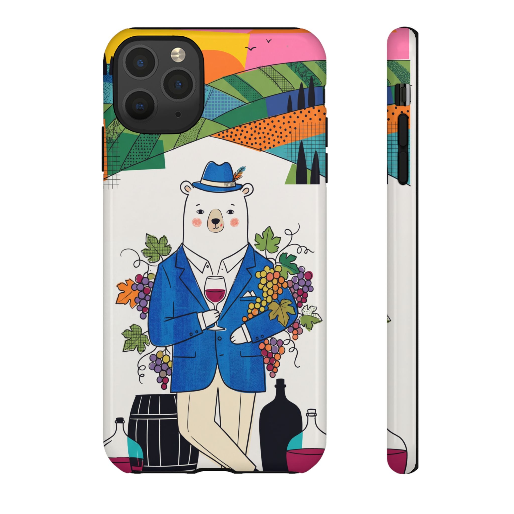 Dapper Polar Bear Wine Lover Illustrated Protective iPhone Case