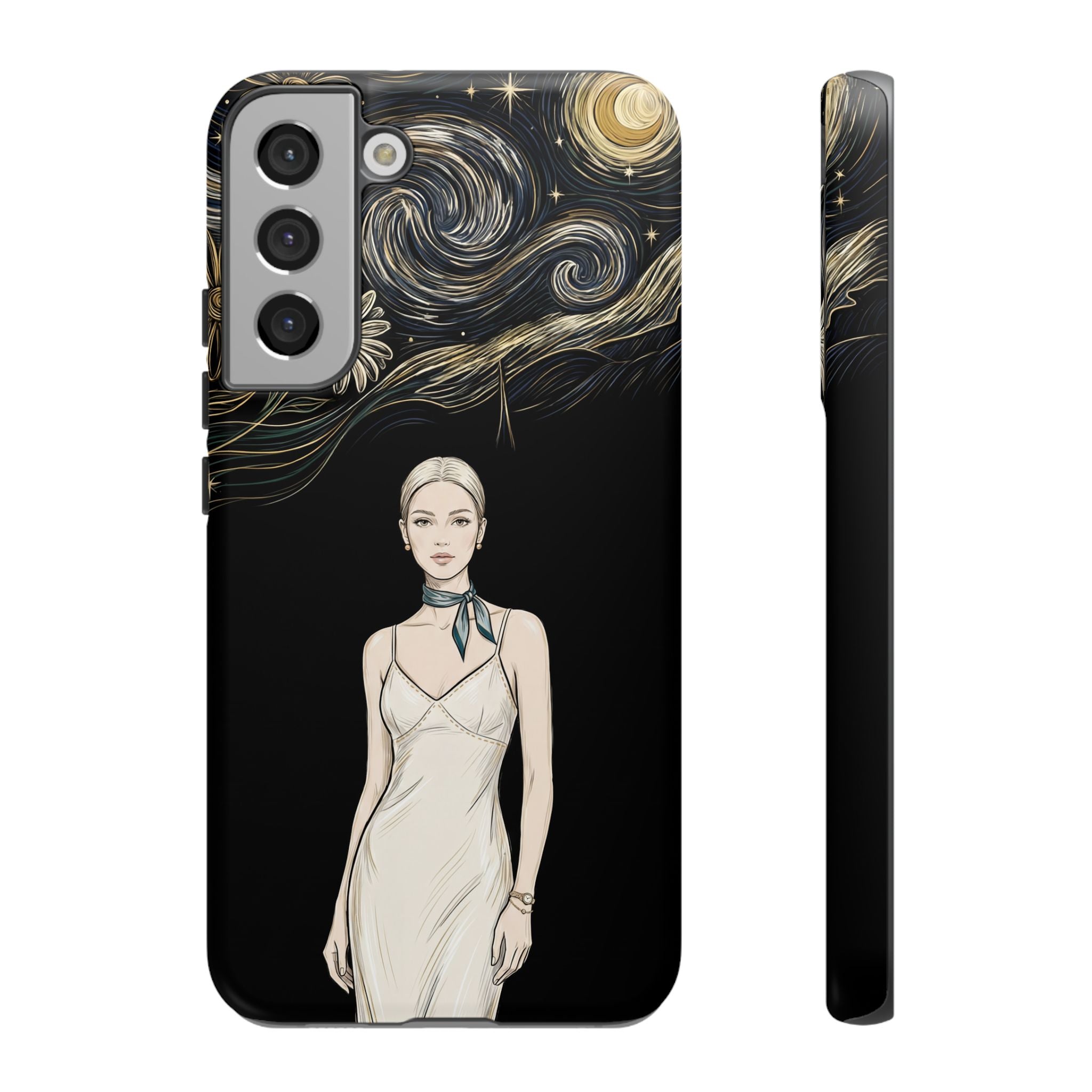 Starry Night Fashion Samsung Galaxy Phone Case | Elegant Woman Illustration