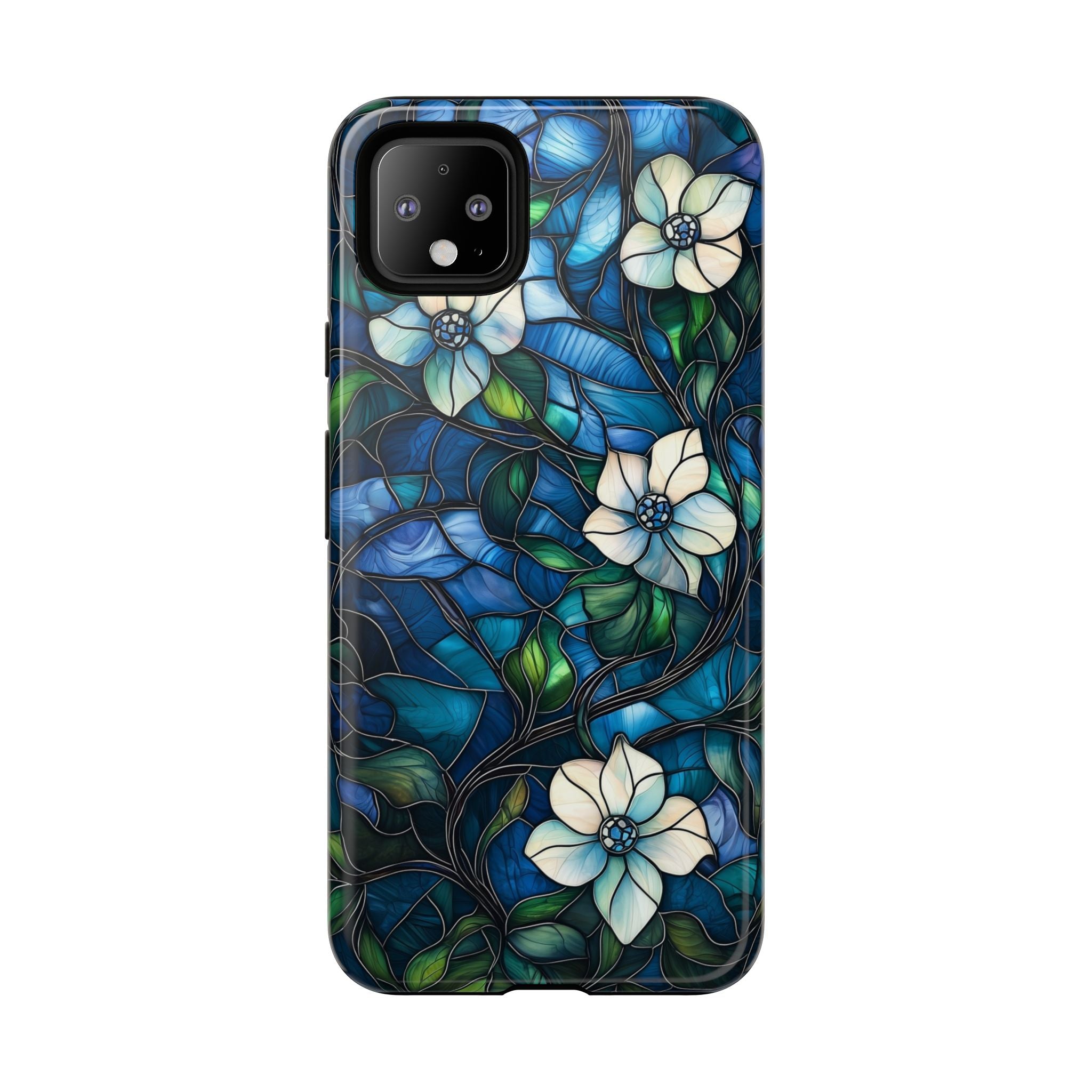 Floral Stained Glass Google Pixel Case – Blue Garden