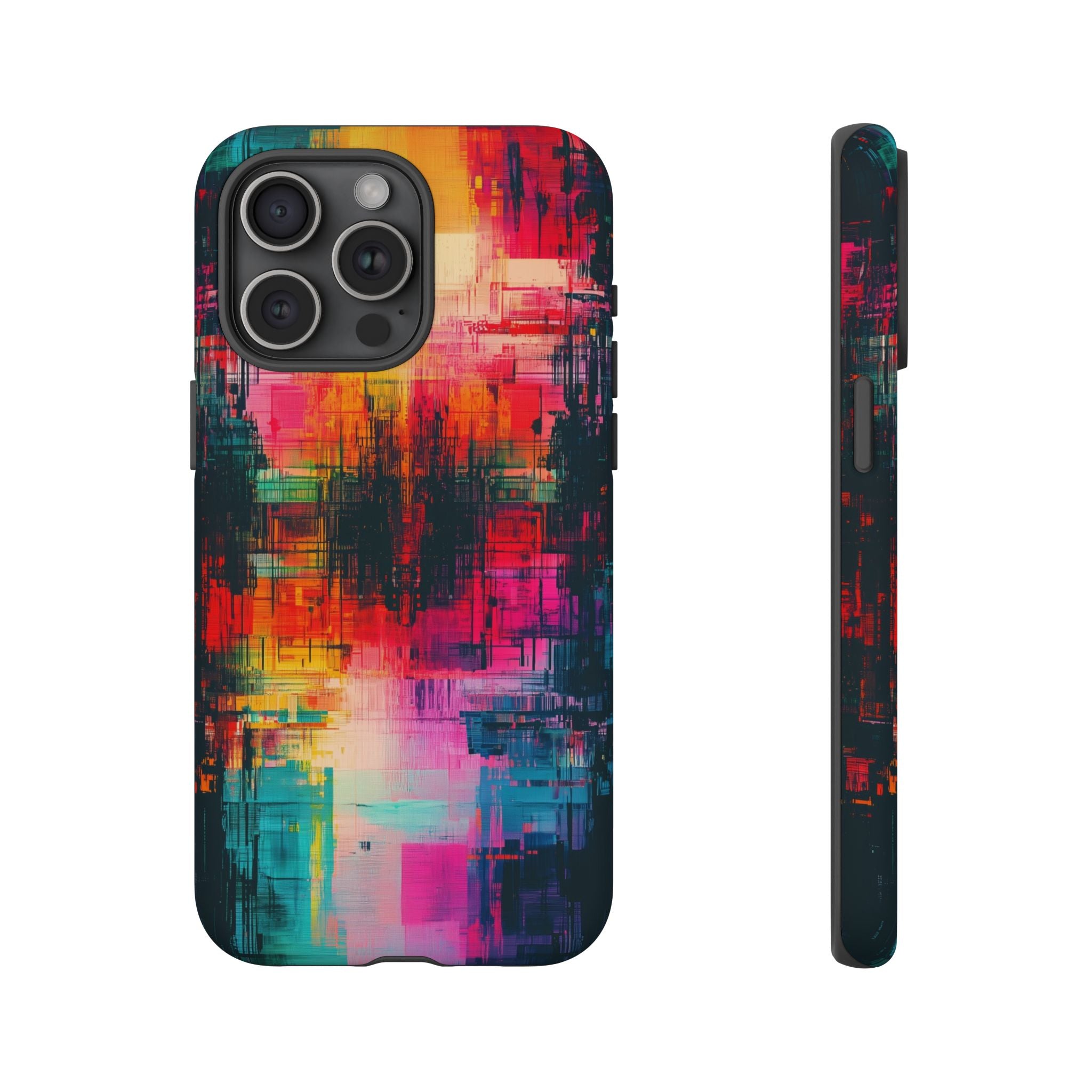 Abstract Neon Glitch Art Tough iPhone Case