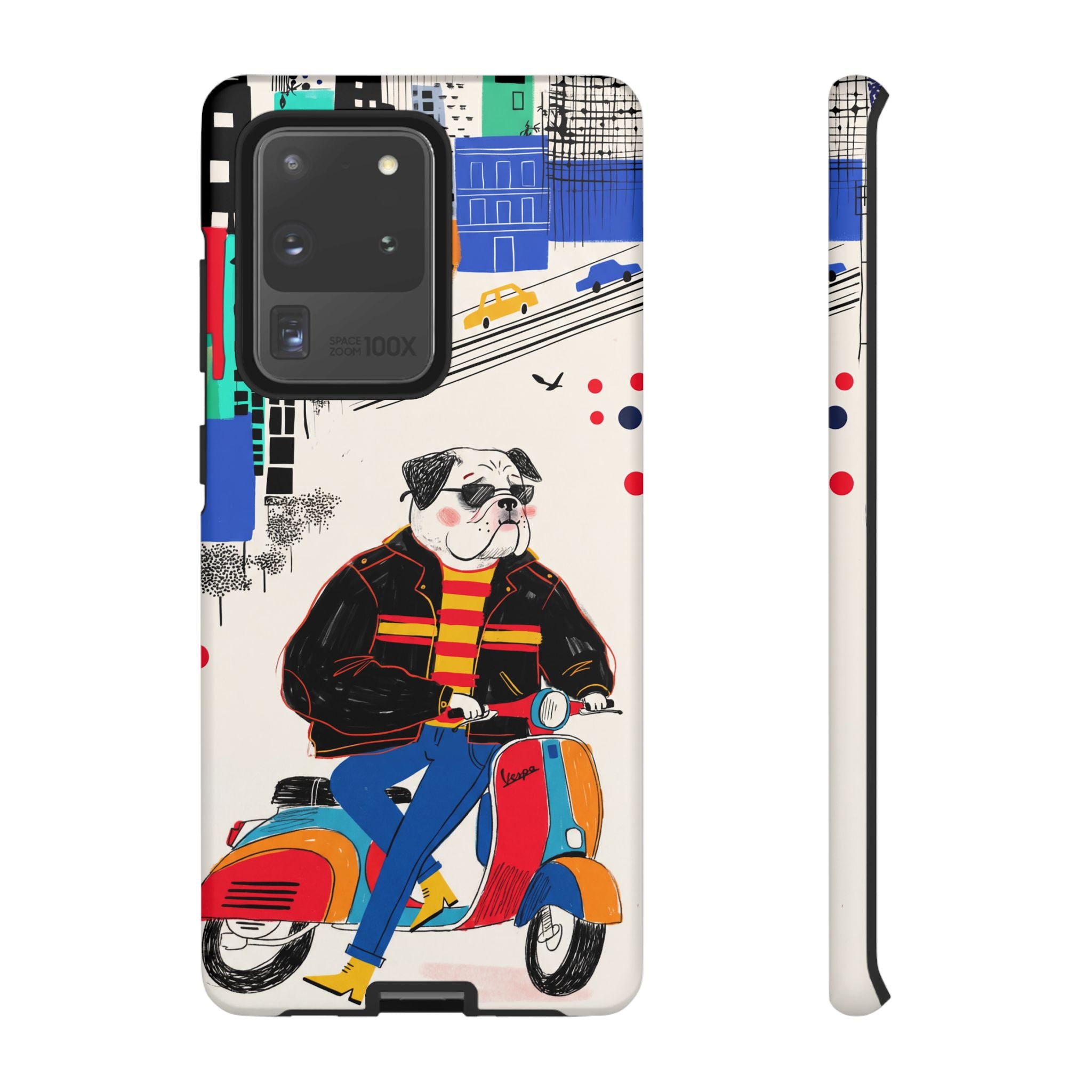 Bulldog Vespa Samsung Galaxy Phone Case | Retro Scooter Dog Protective Cover