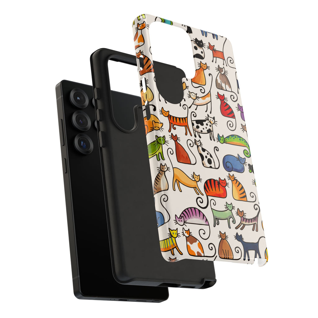 Cat Pattern Tough Samsung Galaxy Case | Colourful Cartoon Cats