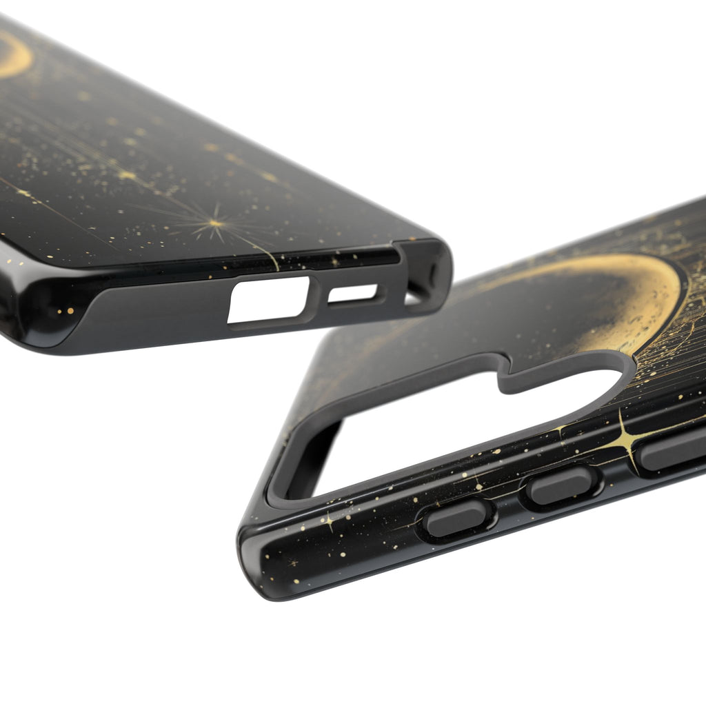 Moonlit Crescent Tough Samsung Galaxy Case | Gold Stars Night Sky