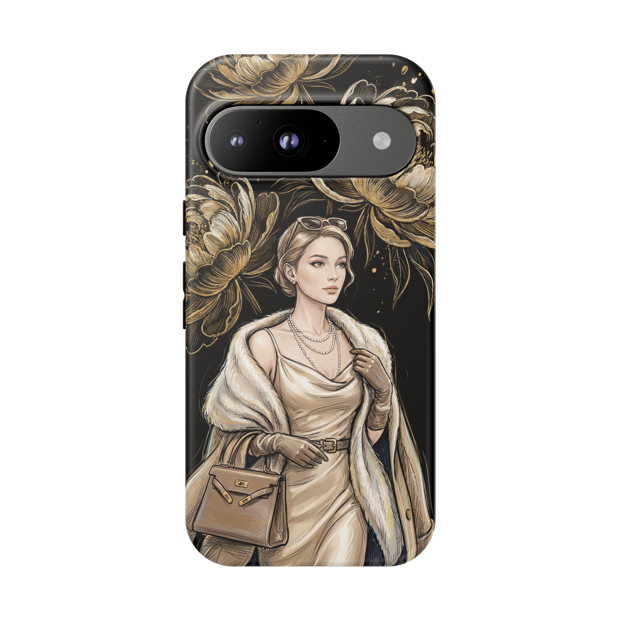 Elegant Vintage Lady Floral Google Pixel Phone Case | Chic Protective Cover for Women