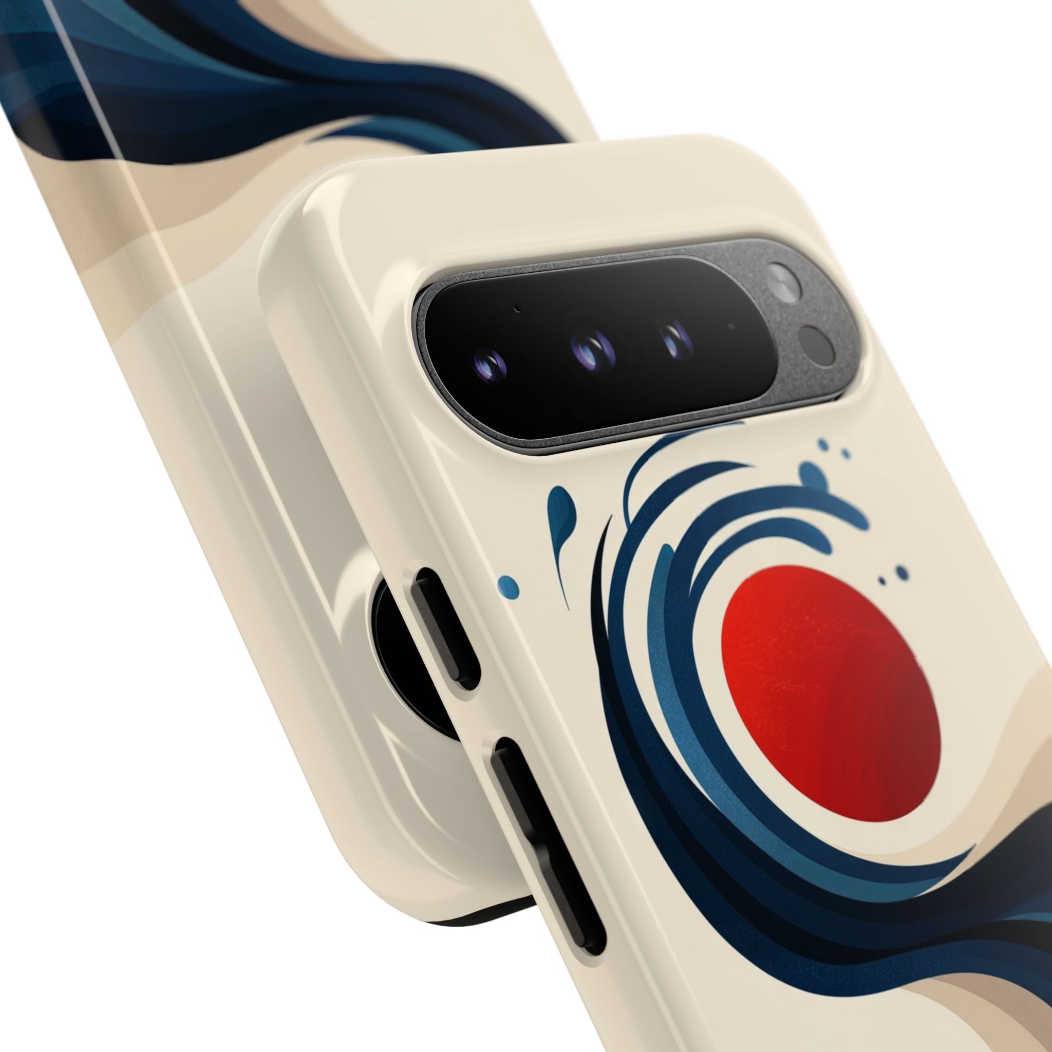 Abstract Wave Google Pixel Case | Red Sun Ocean Art