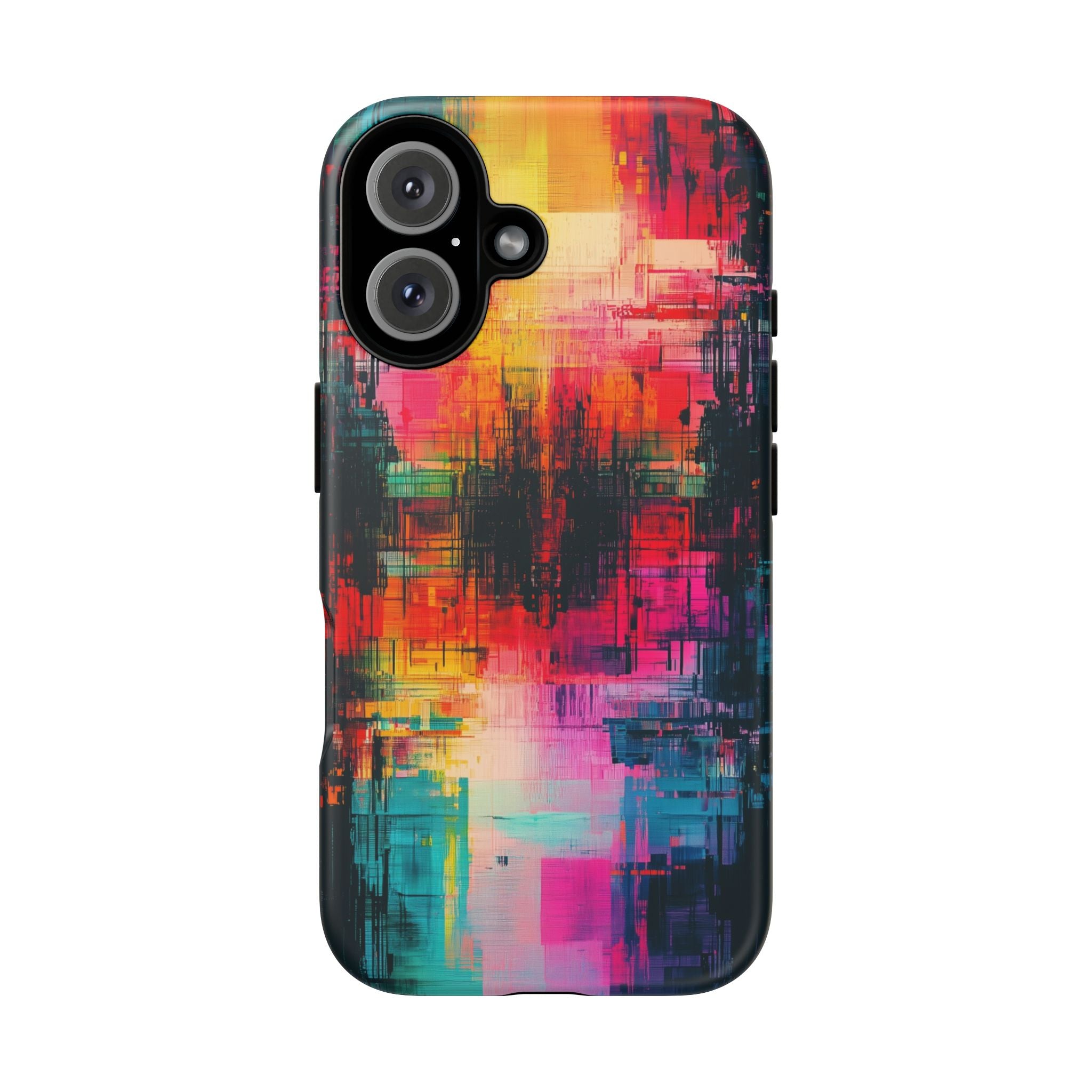 Abstract Neon Glitch Art Tough iPhone Case