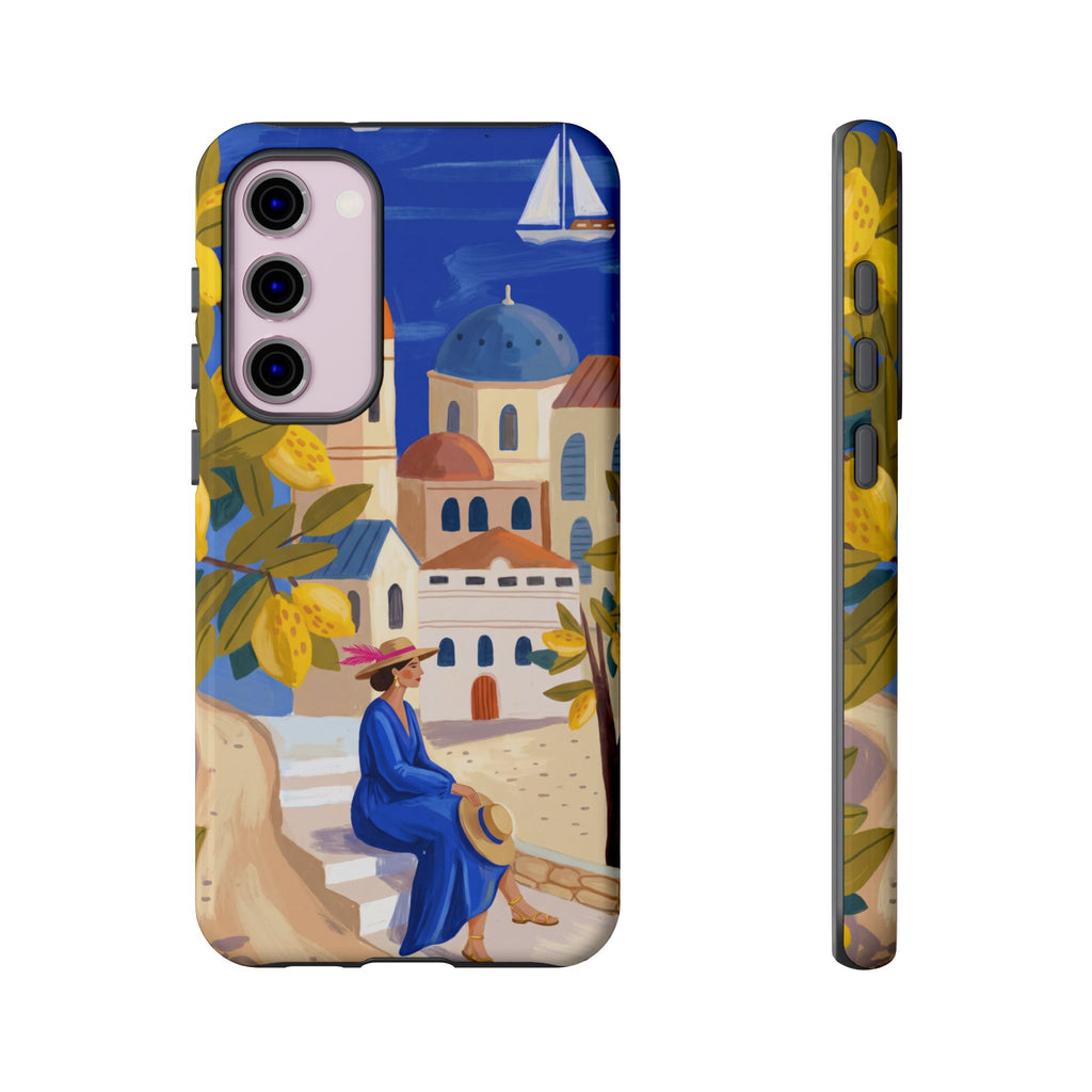 Custodia per telefono Samsung Galaxy Villaggio Mediterraneo | Design con Barca a Vela Panoramica e Limoneto