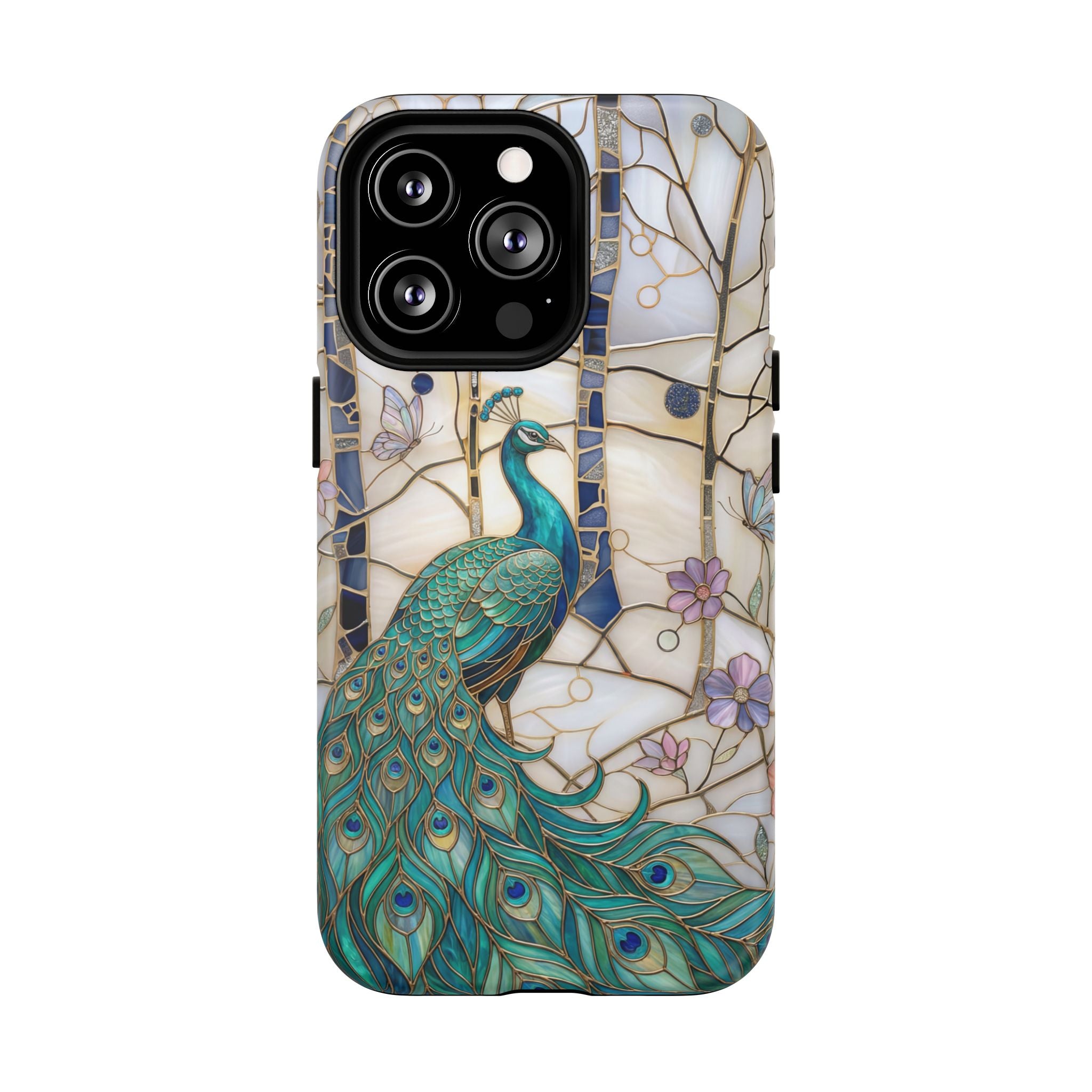 Peacock Stained Glass Tough MagSafe Phone Case