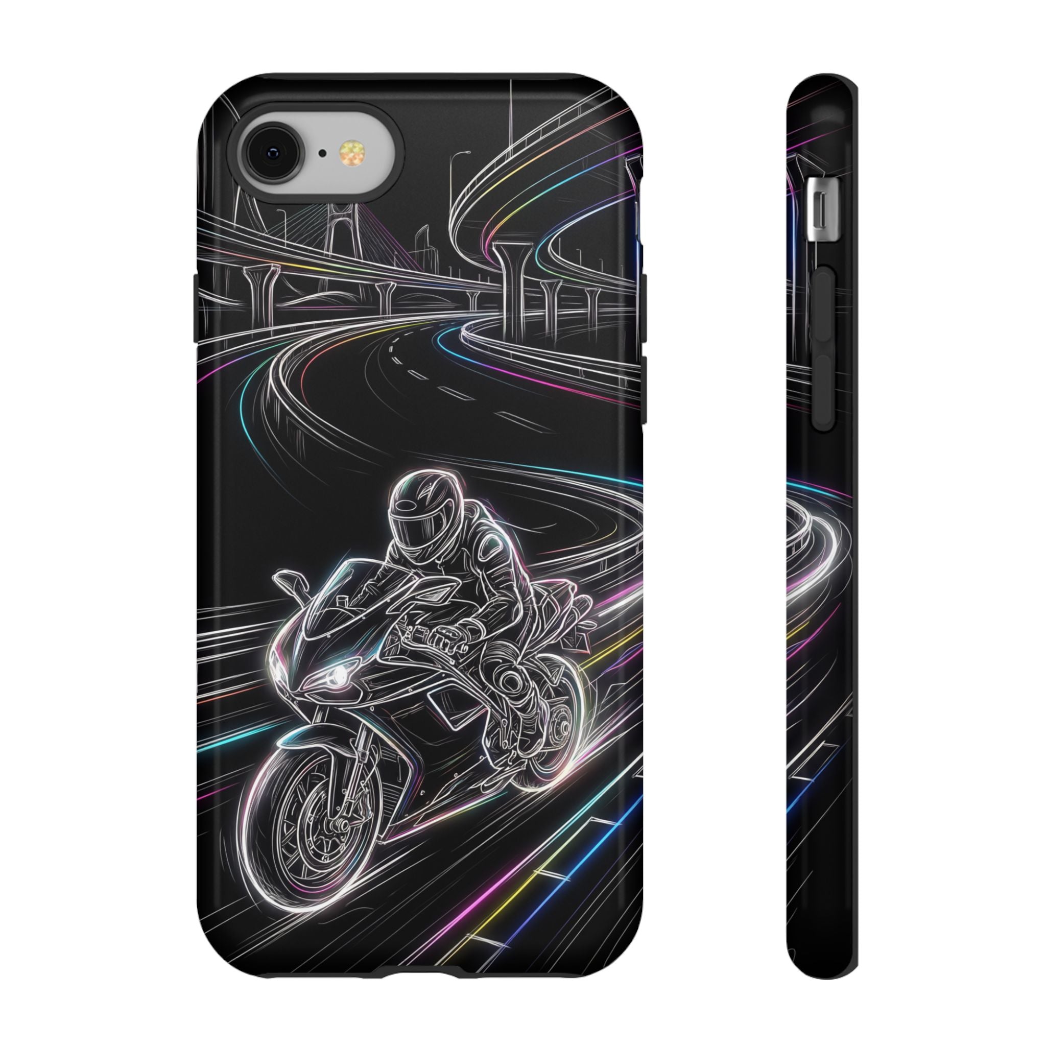 Neon Night Rider iPhone Case | Motorcycle Racing Protective Cover