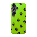Neon Paw Print Tough Samsung Galaxy Case — Shockproof Pet Lover iPhone Cover