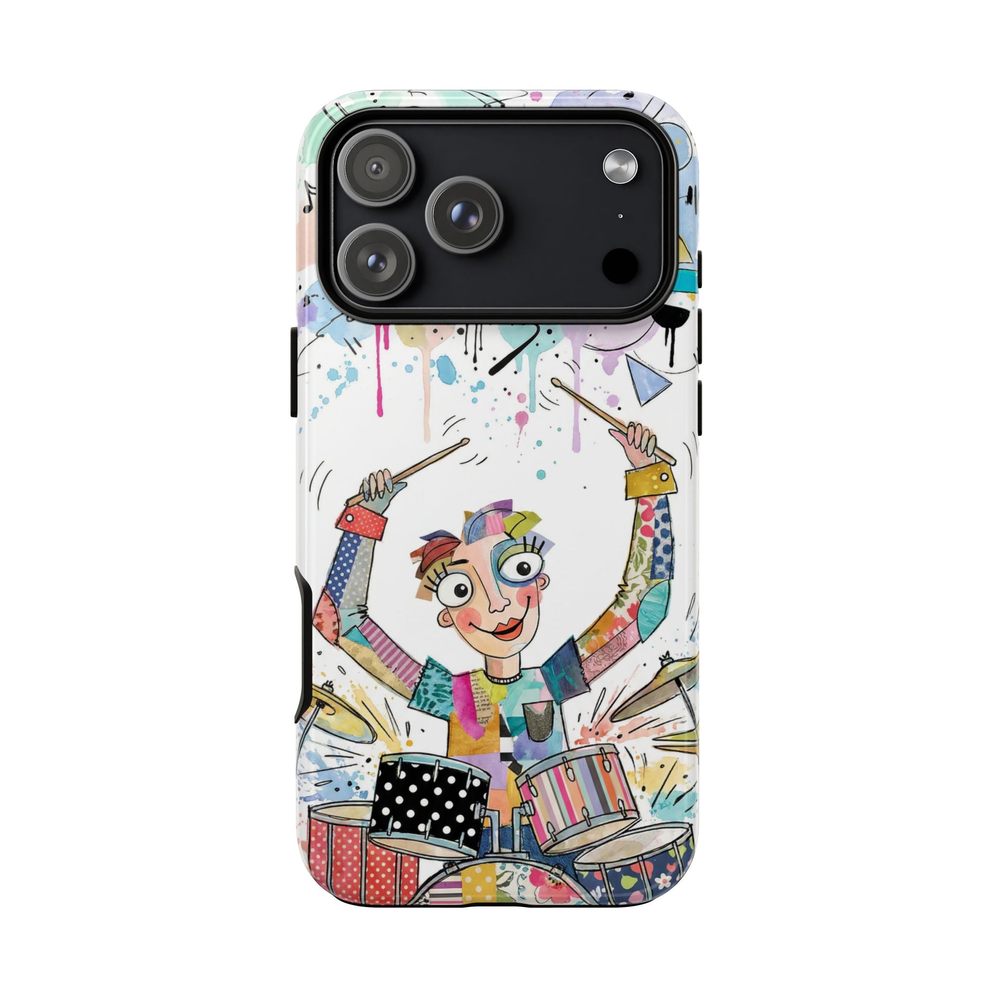 Drummer Boy iPhone Case | Colorful Cartoon Drum Kit Protective Cover