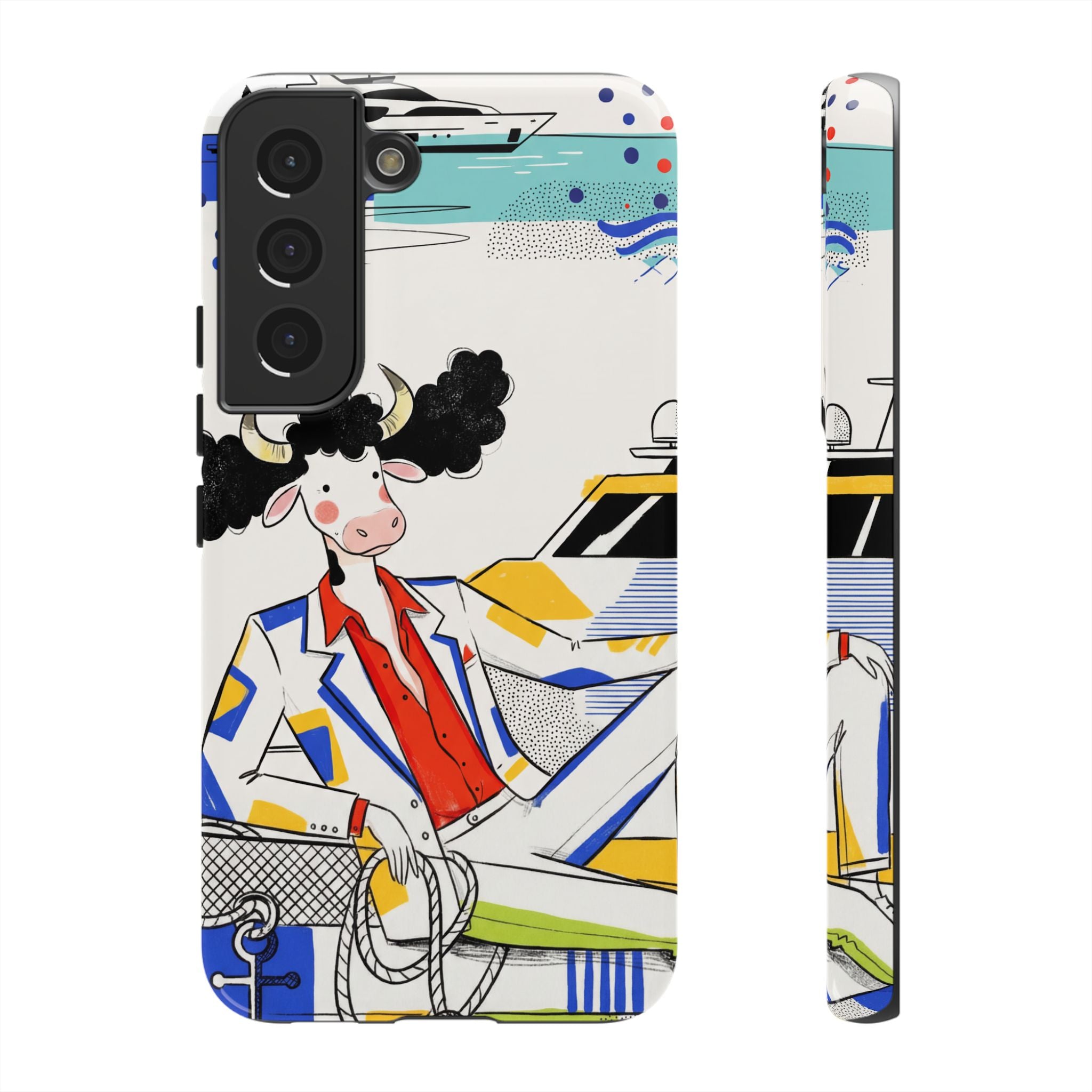 Nautical Cow Graphic Protective Samsung Galaxy Phone Case