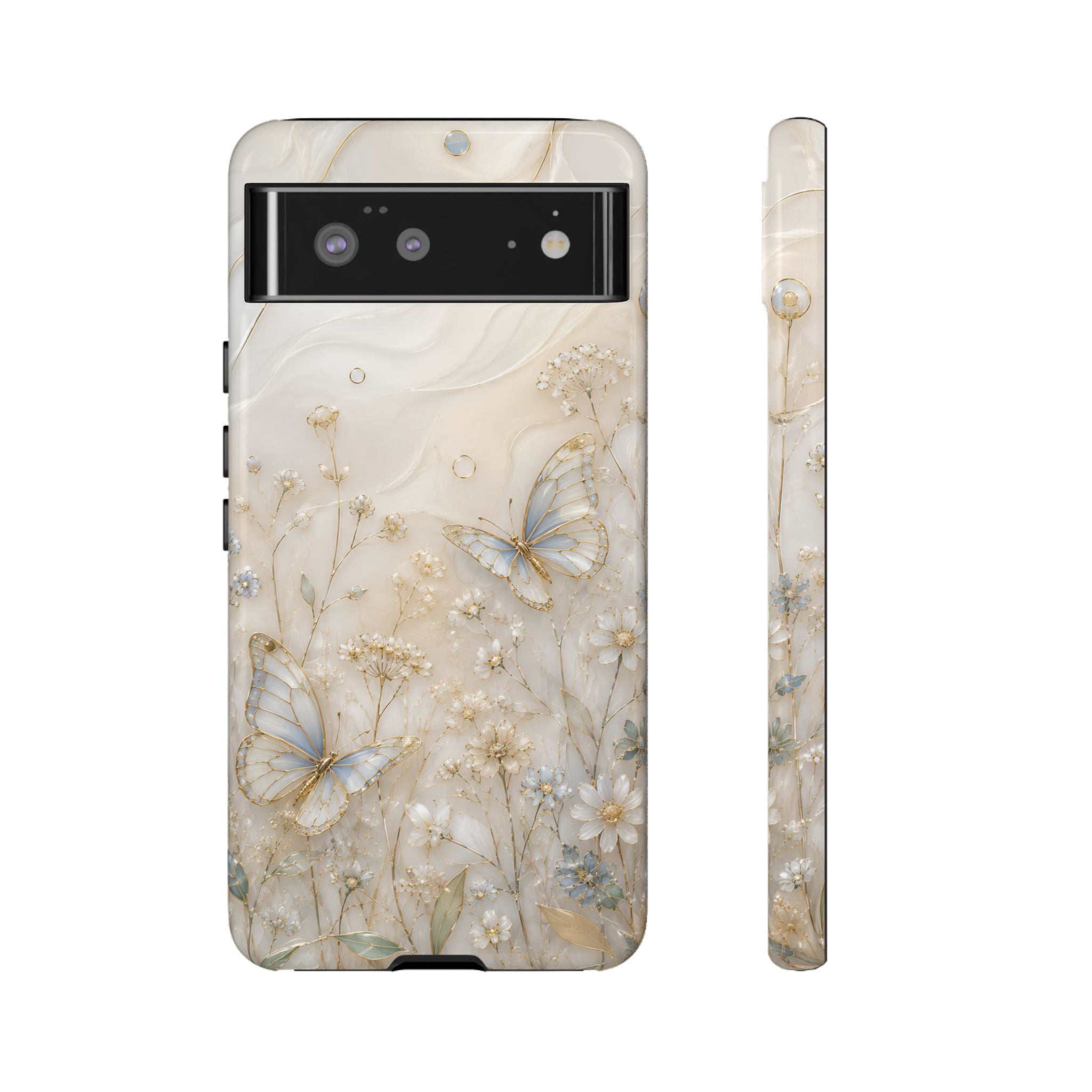 Butterfly Floral Google Pixel Phone Case | Cottagecore Meadow Art Cover