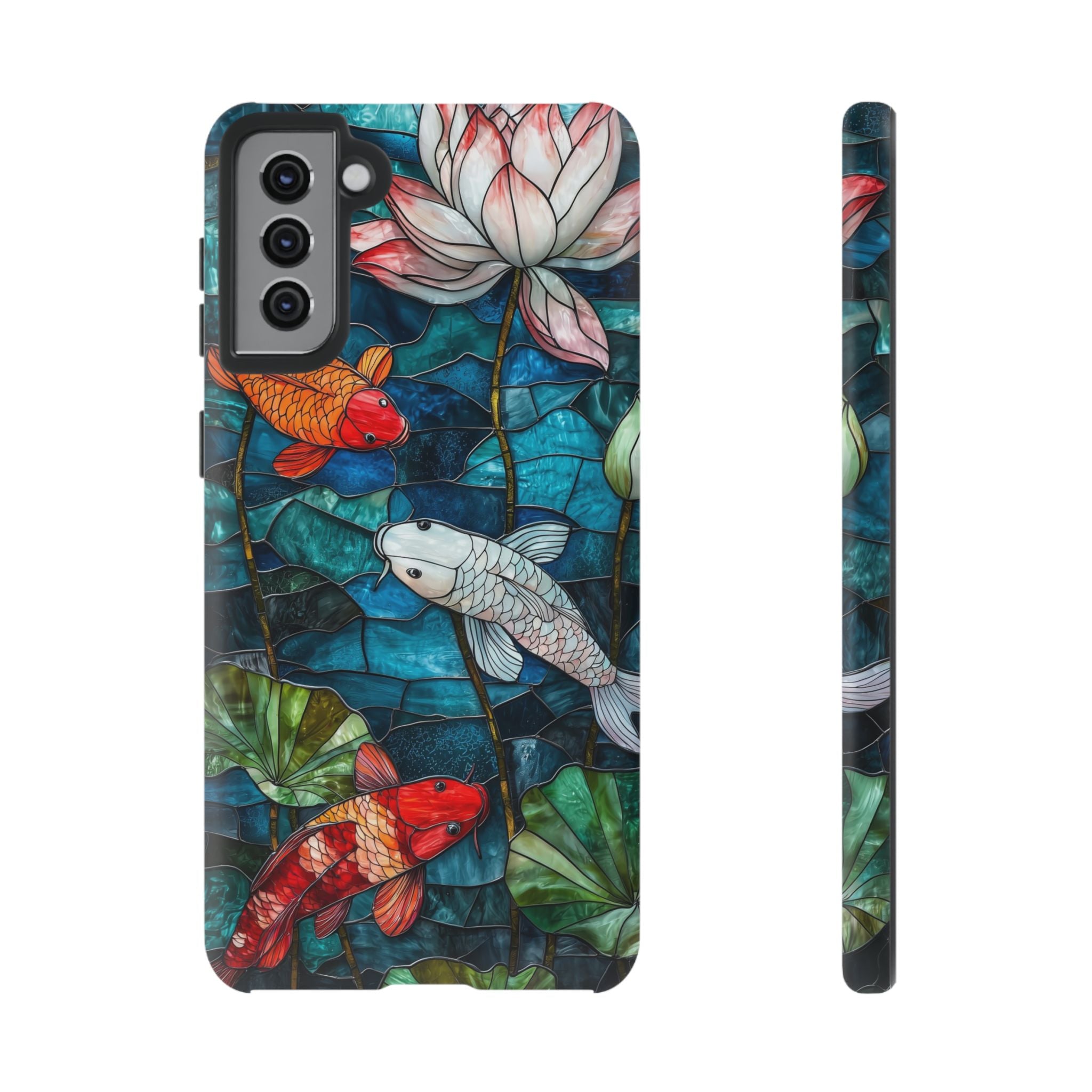 Koi Pond Tough Samsung Galaxy Case — Stained Glass Lotus & Koi Design