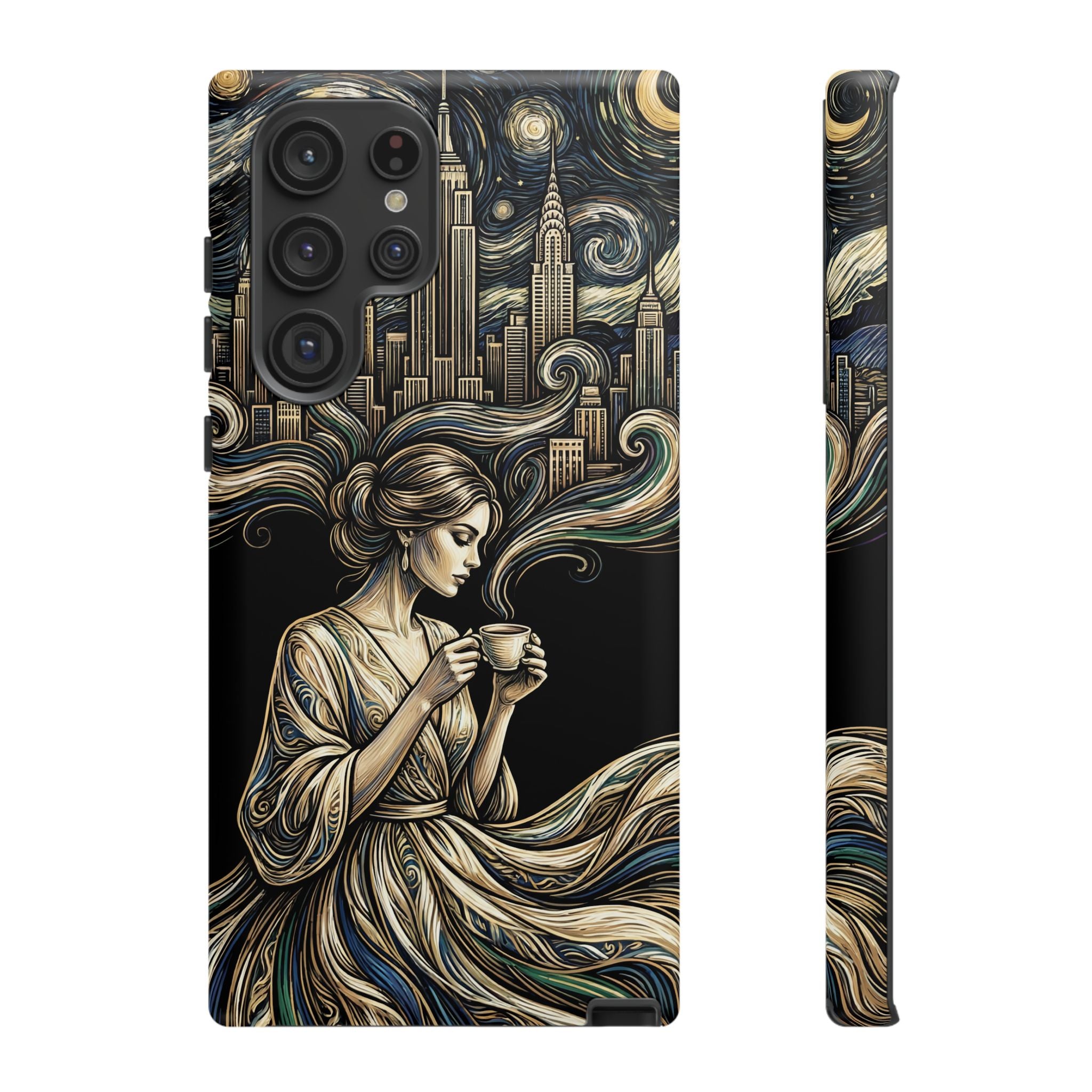 Vintage Cityscape Woman Tea Art Samsung Galaxy Phone Case