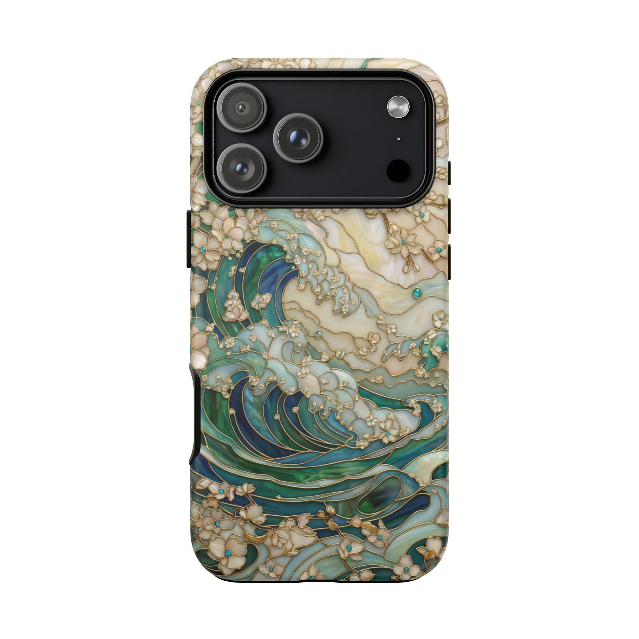 Elegant Ocean Wave Floral Art iPhone Case