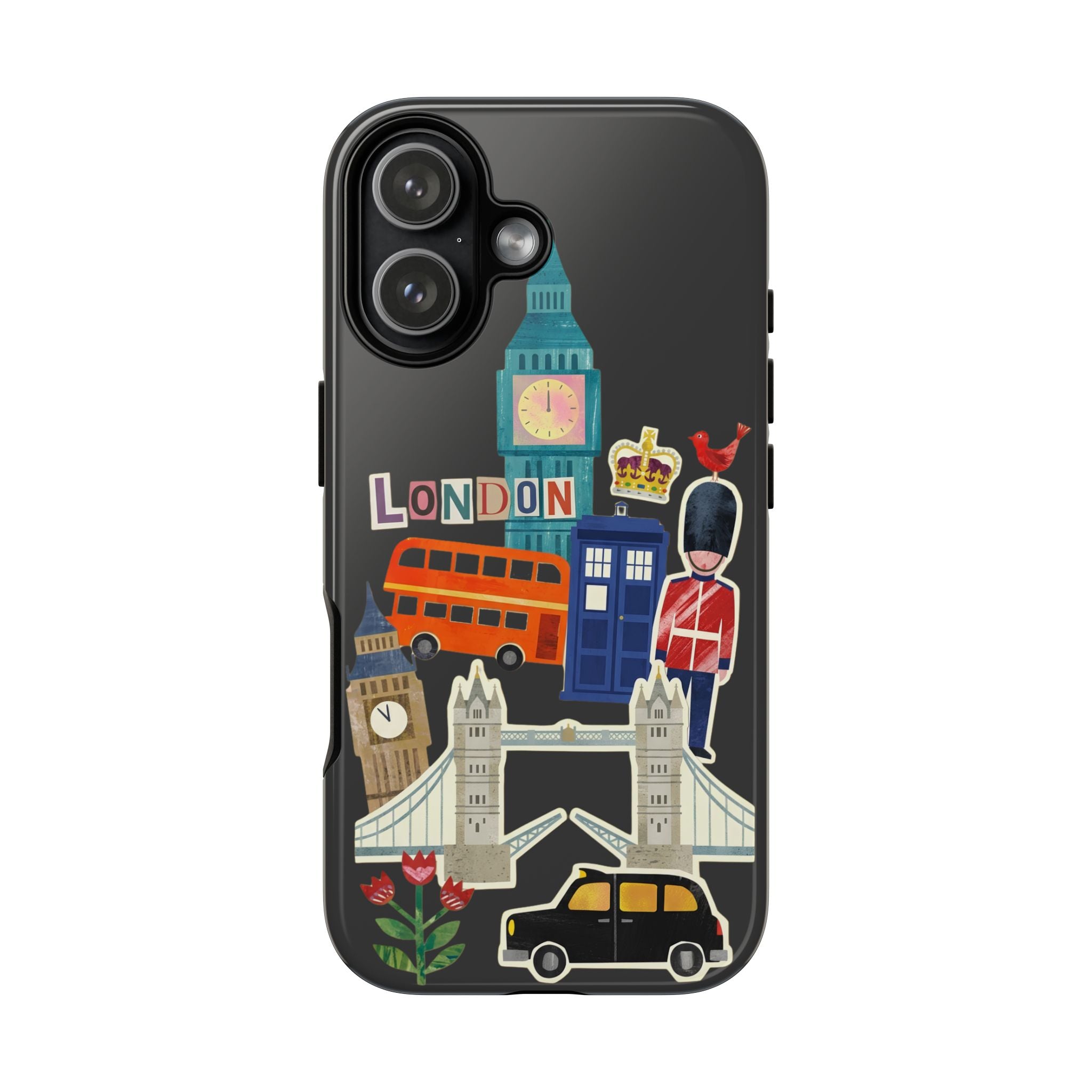 London Travel iPhone Case Aesthetic Sticker Collage Cute Retro City Cover