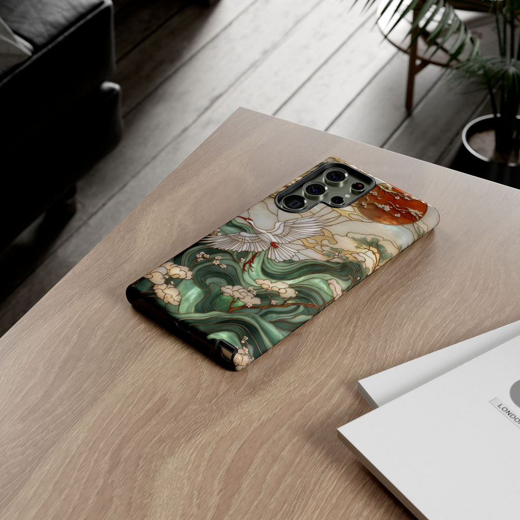 Cranes & Waves Protective Samsung Galaxy Case | Japanese-Inspired Art Phone Cover