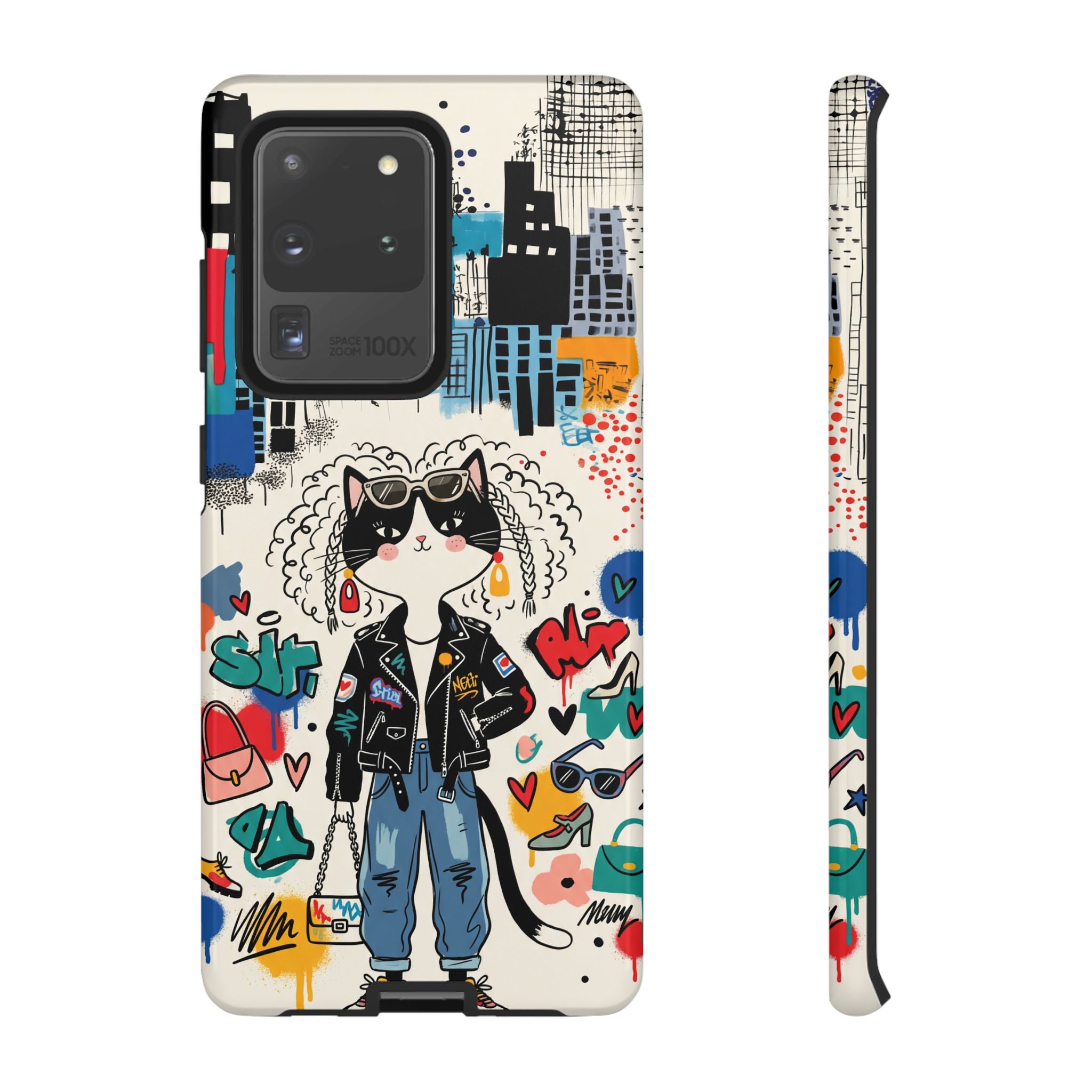 Punk City Cat Graffiti Design Samsung Galaxy Phone Case