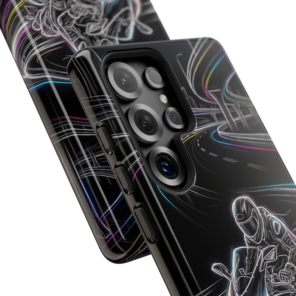 Neon Night Rider Samsung Galaxy Phone Case | Motorcycle Racing Protective Cover