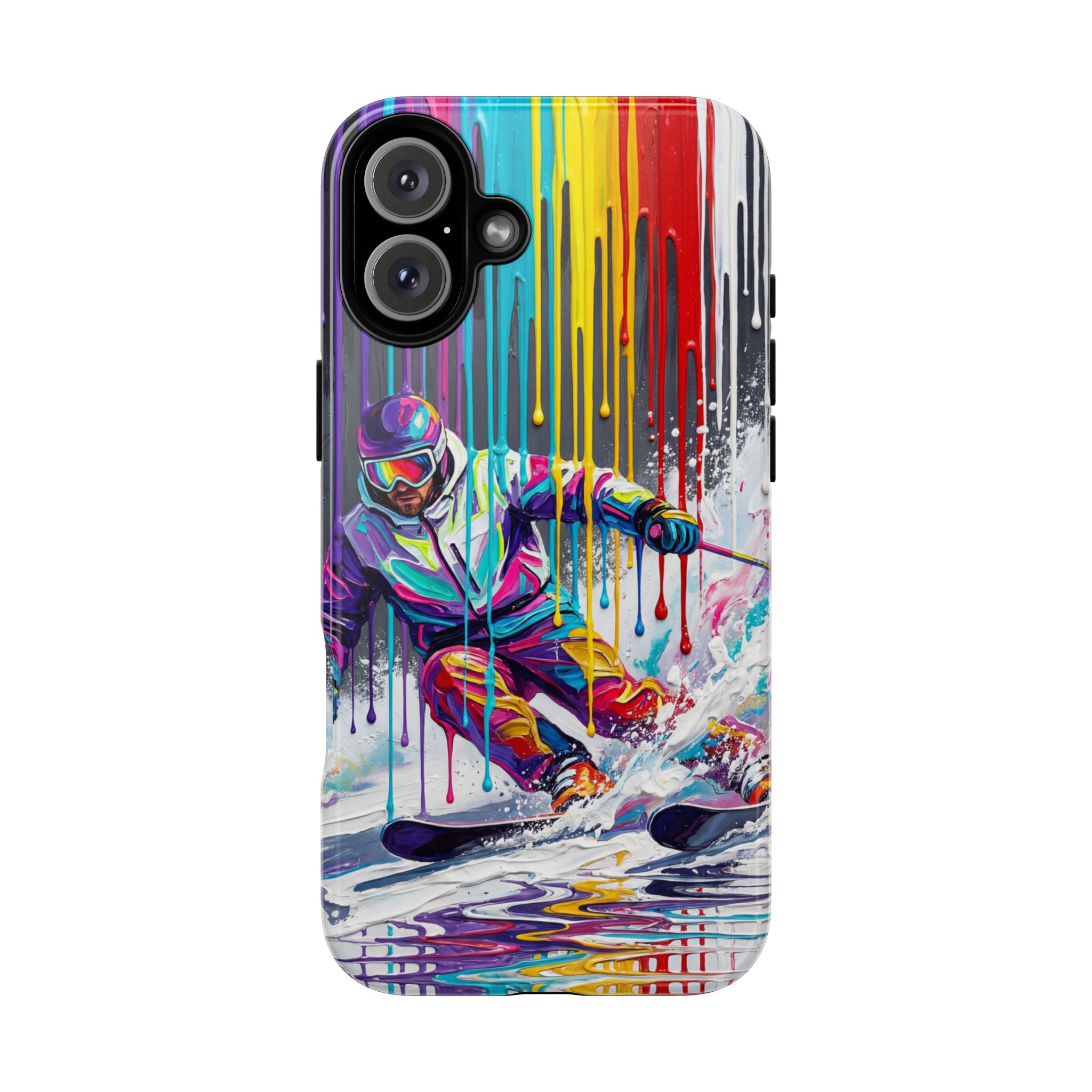 Colourful Skiing Drip Art Tough iPhone Case