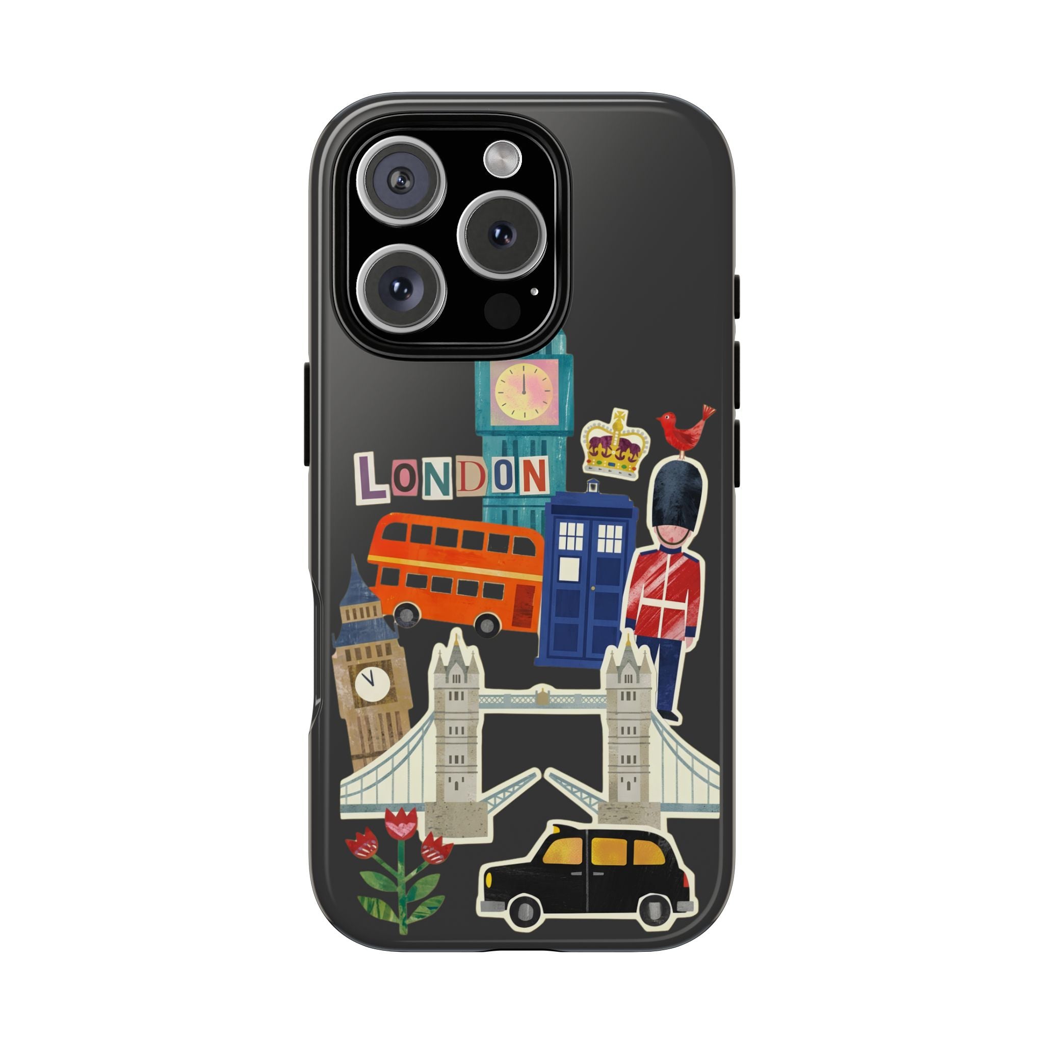 London Travel iPhone Case Aesthetic Sticker Collage Cute Retro City Cover