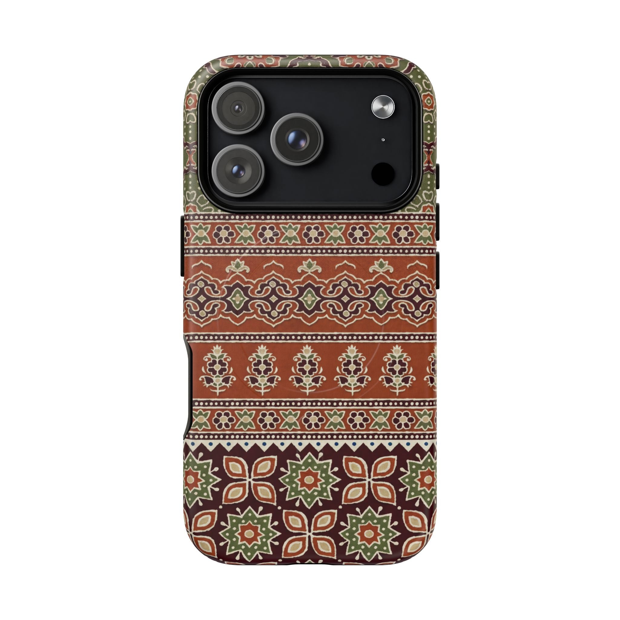 Batik Floral Protective Tough MagSafe iPhone Case