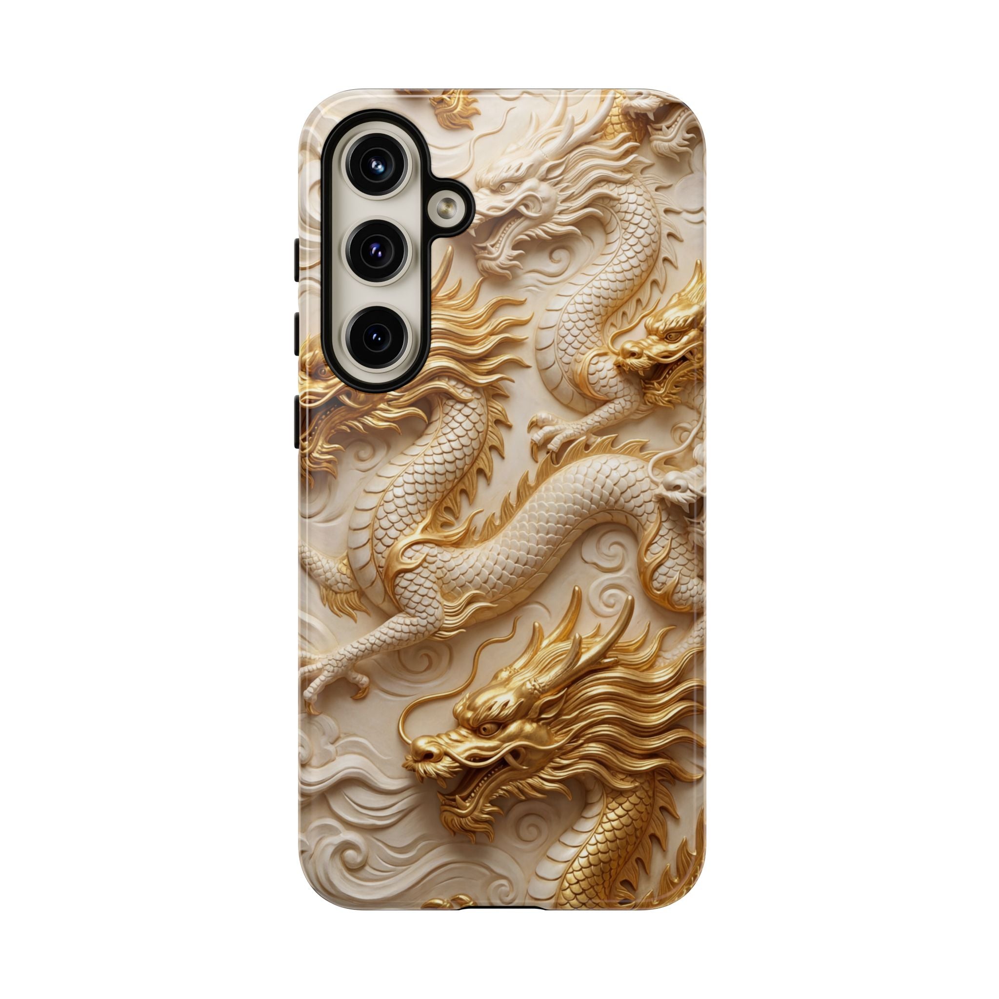 Dragon Relief Samsung Galaxy Case — Gold Carved Dragon Protective Cover