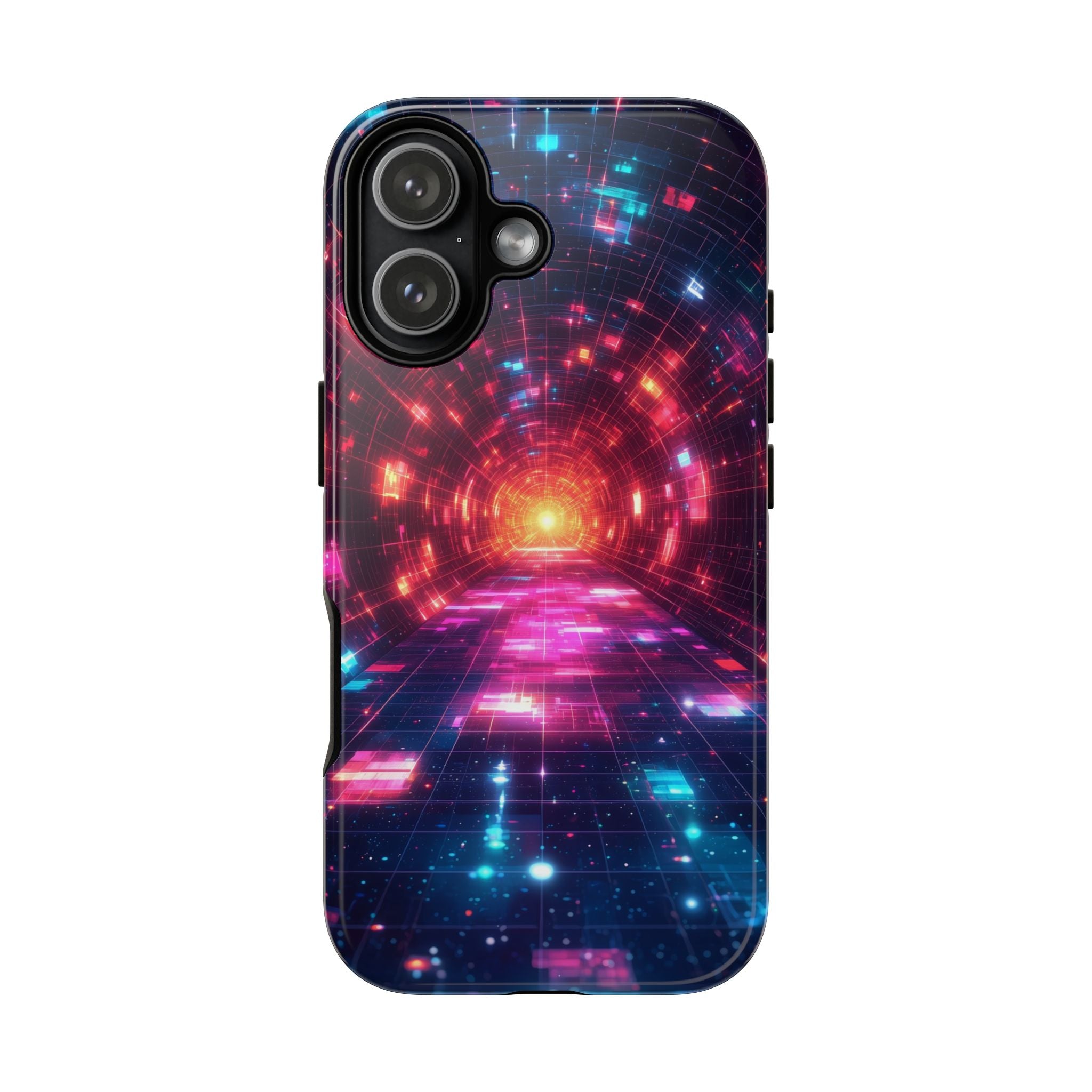 Neon Tunnel Tough iPhone Case — Retro Futuristic Galaxy Design